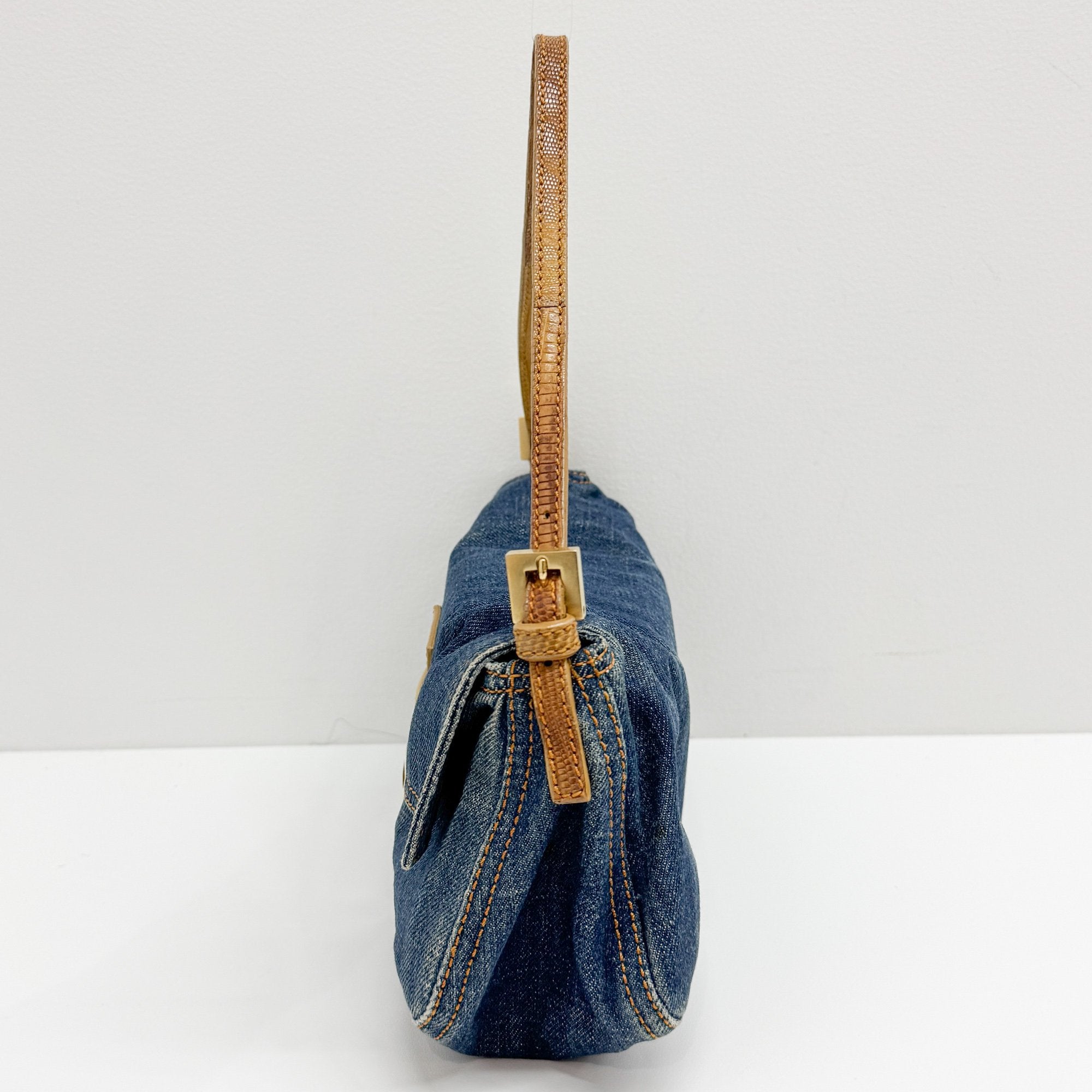 Baguette Blue Denim Shoulder Bag