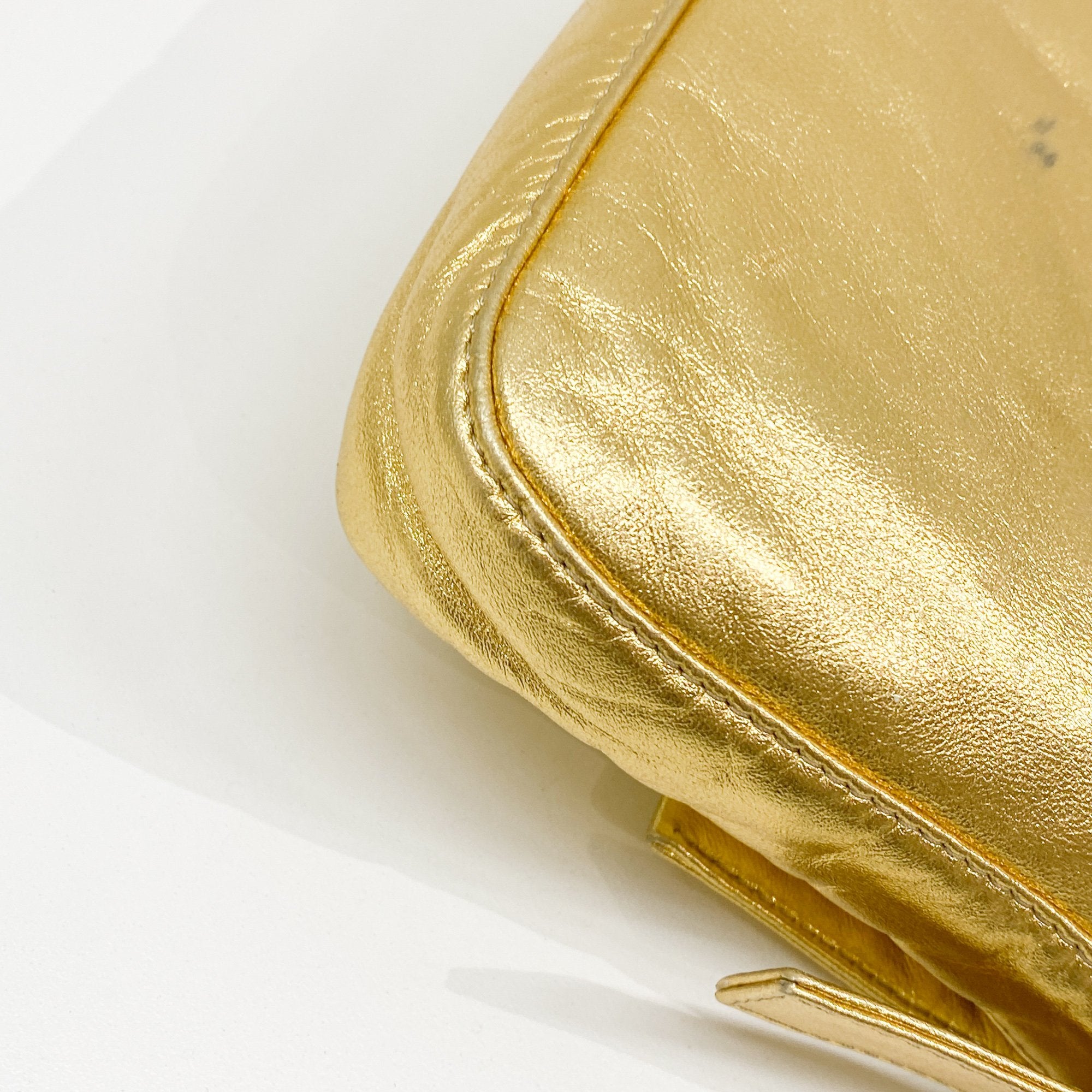 Baguette Gold Leather Shoulder Bag