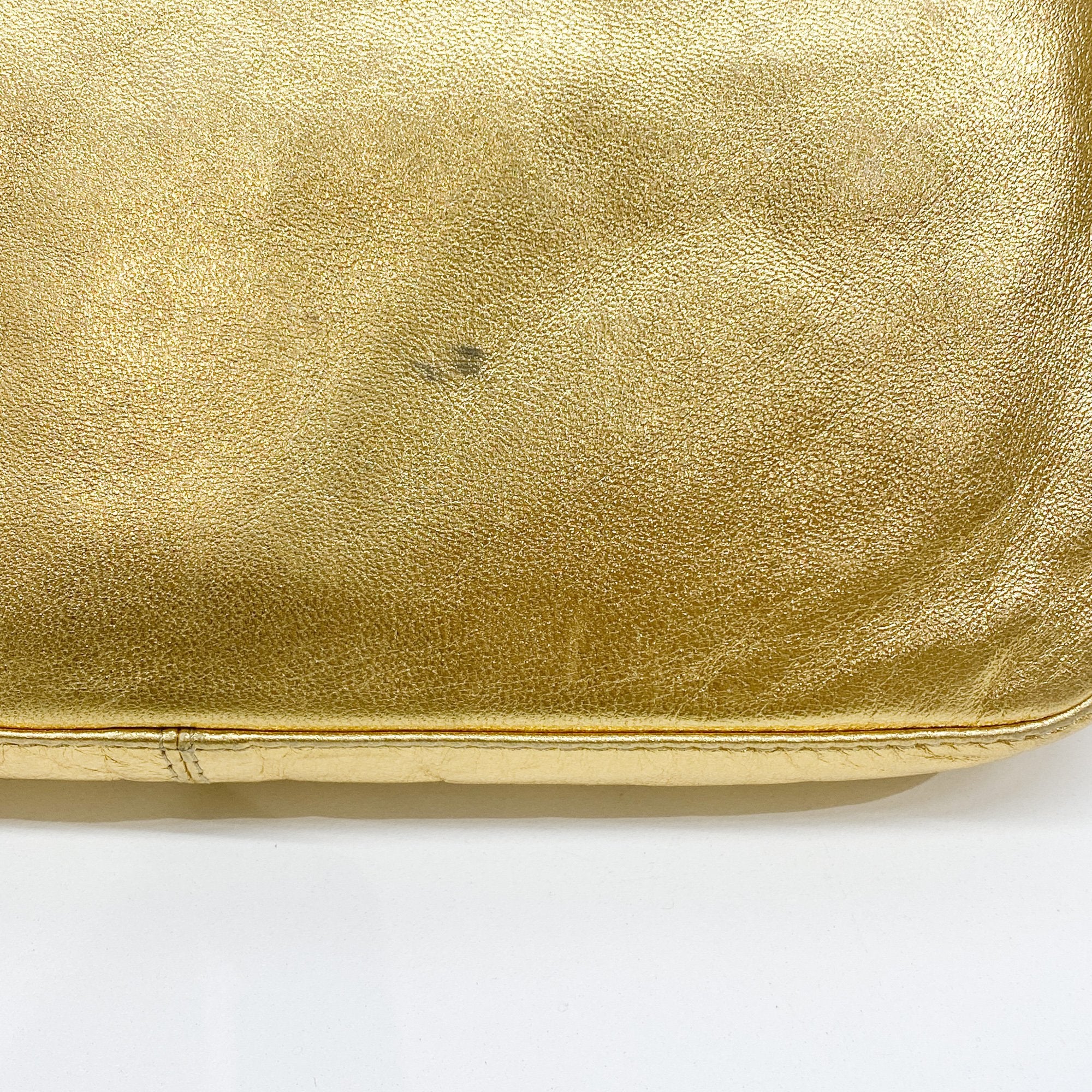 Baguette Gold Leather Shoulder Bag