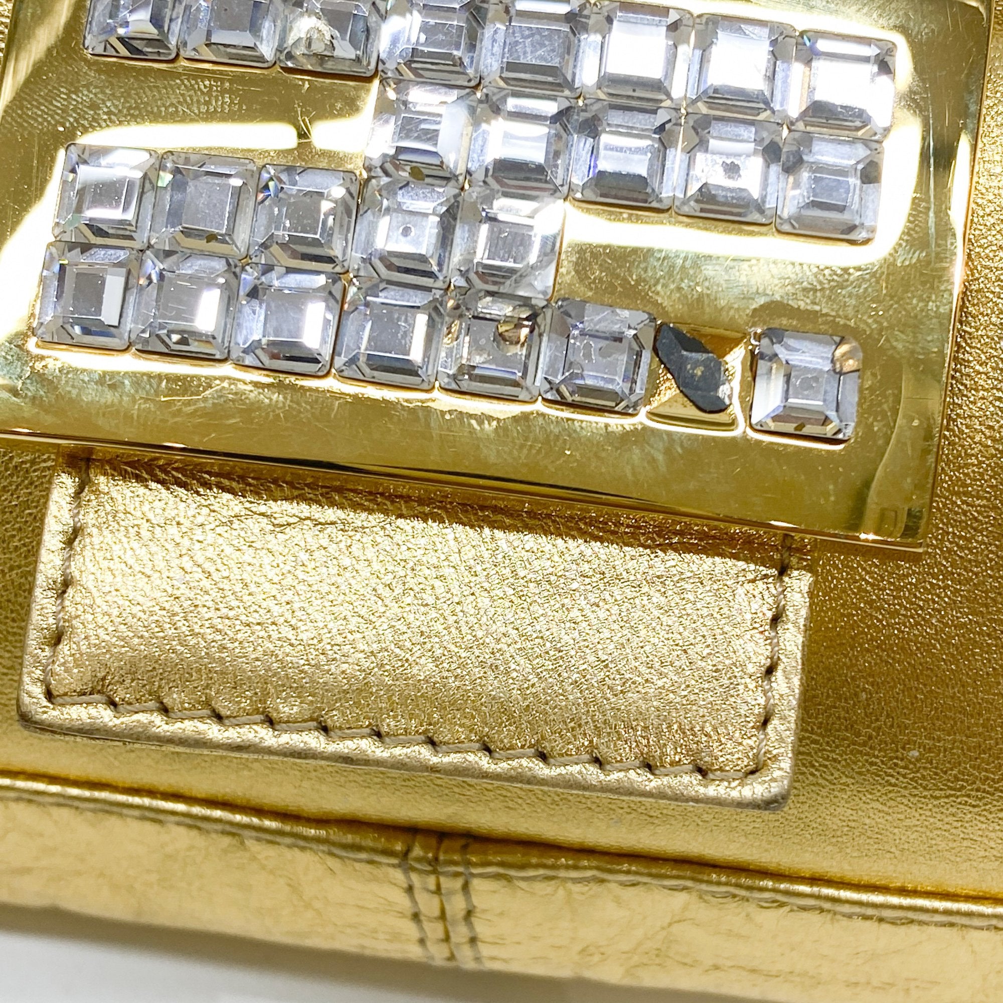 Baguette Gold Leather Shoulder Bag