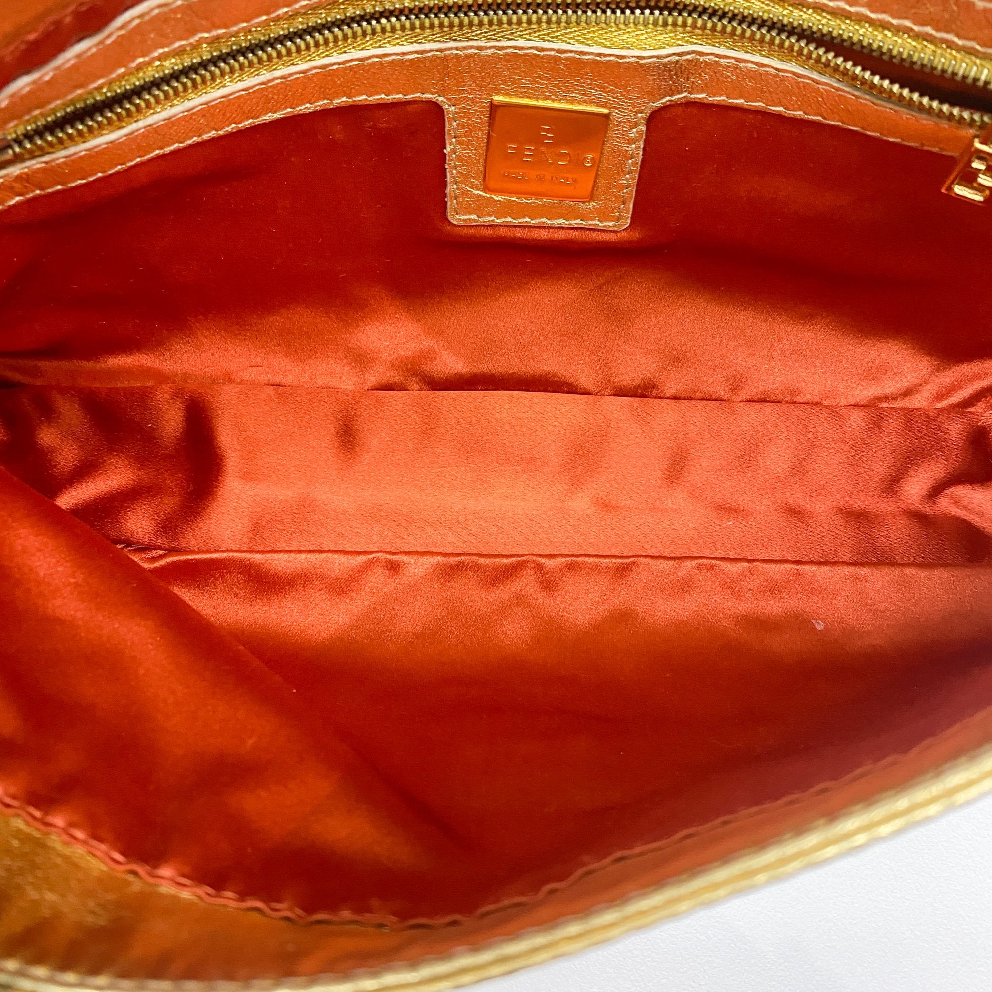 Baguette Gold Leather Shoulder Bag