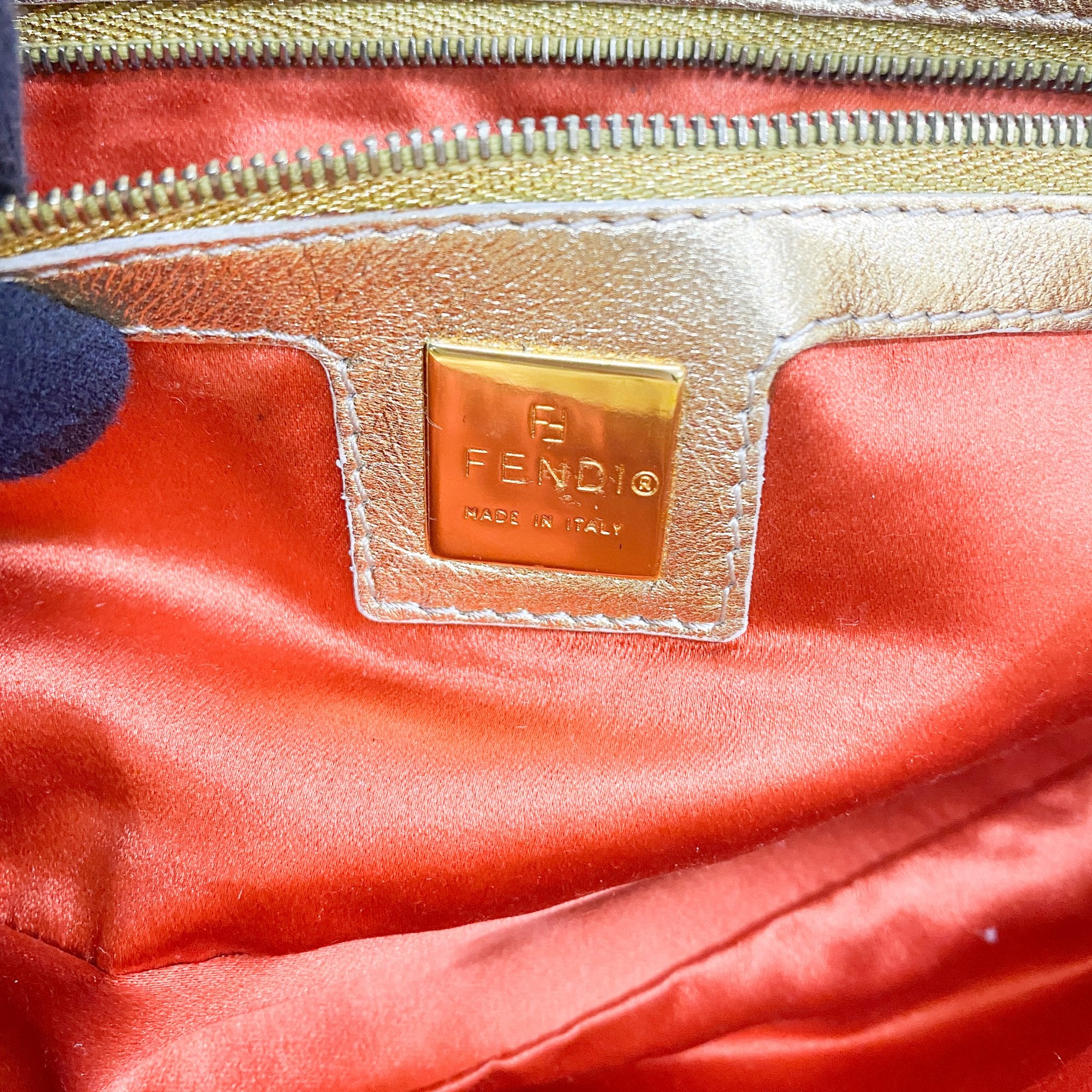 Baguette Gold Leather Shoulder Bag