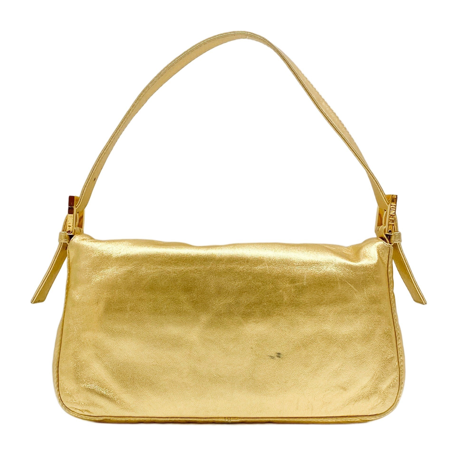 Baguette Gold Leather Shoulder Bag