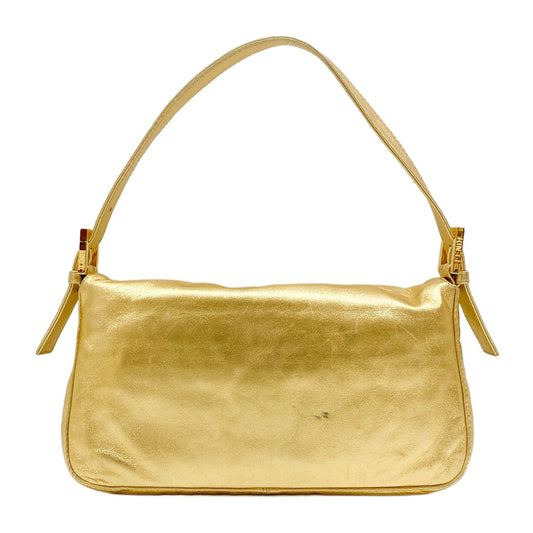Baguette Gold Leather Shoulder Bag