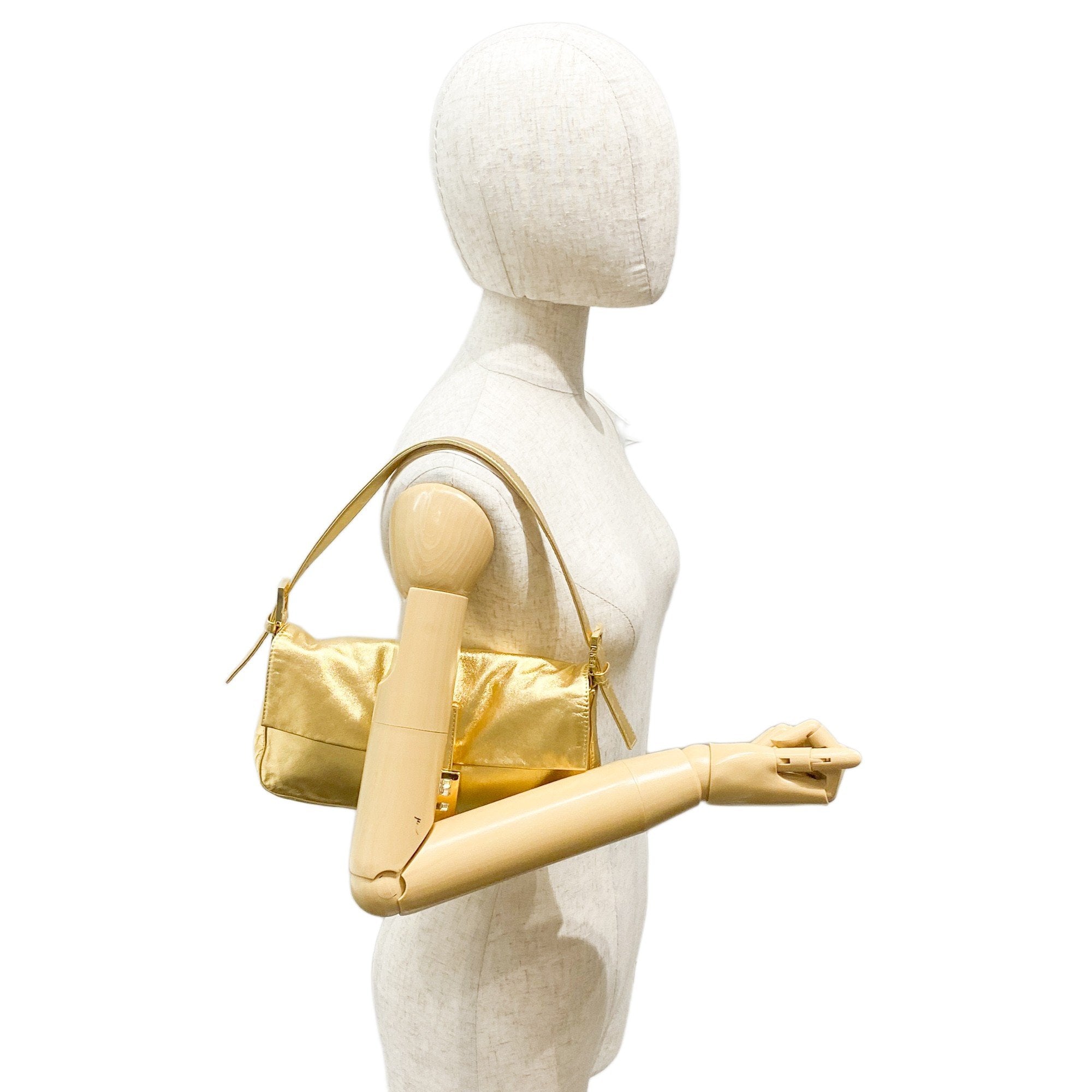 Baguette Gold Leather Shoulder Bag