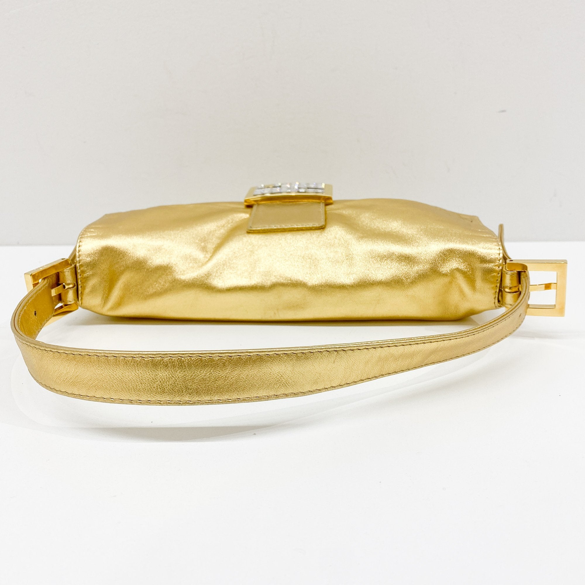 Baguette Gold Leather Shoulder Bag