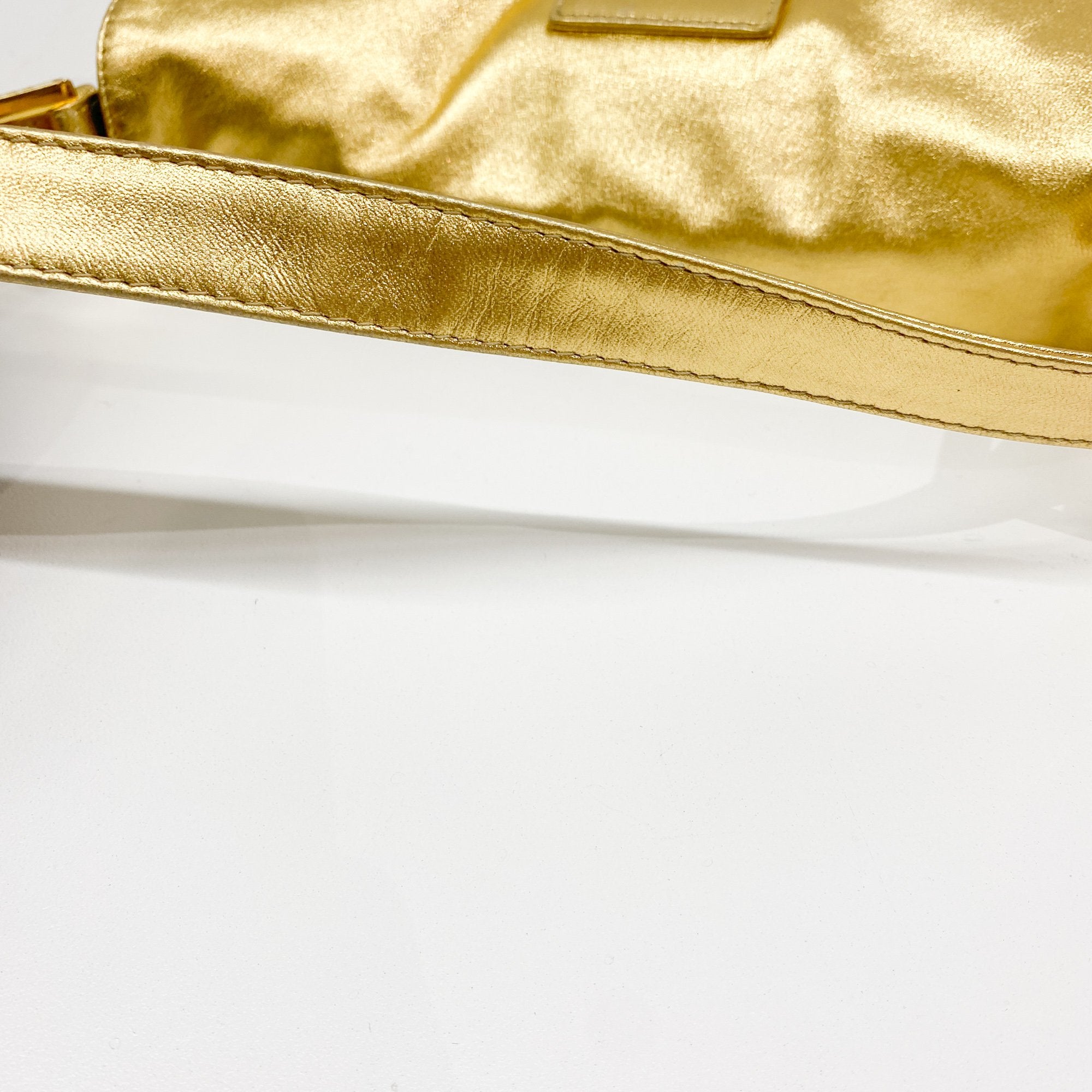 Baguette Gold Leather Shoulder Bag