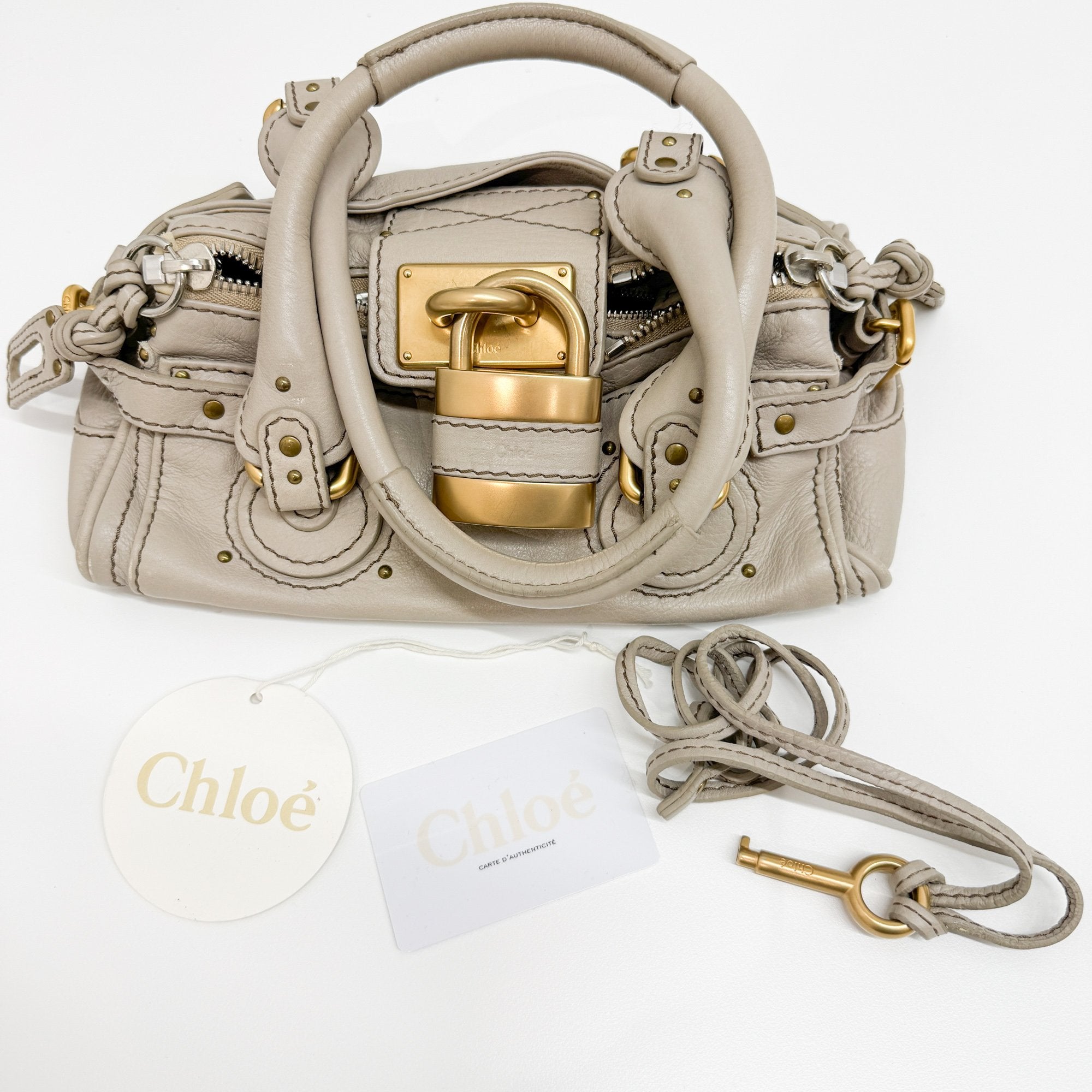 Mini Paddington Grey Leather Shoulder Bag