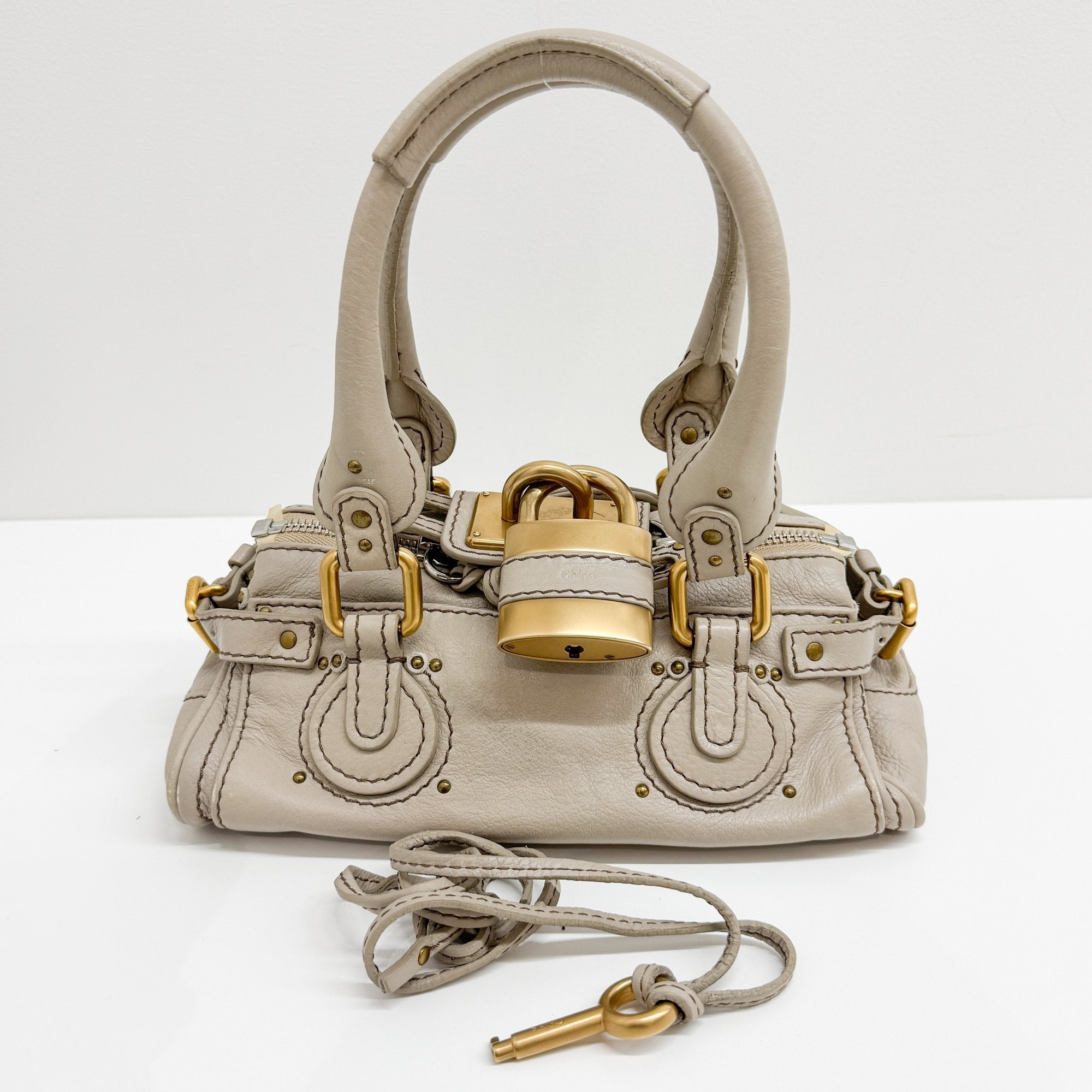 Mini Paddington Grey Leather Shoulder Bag