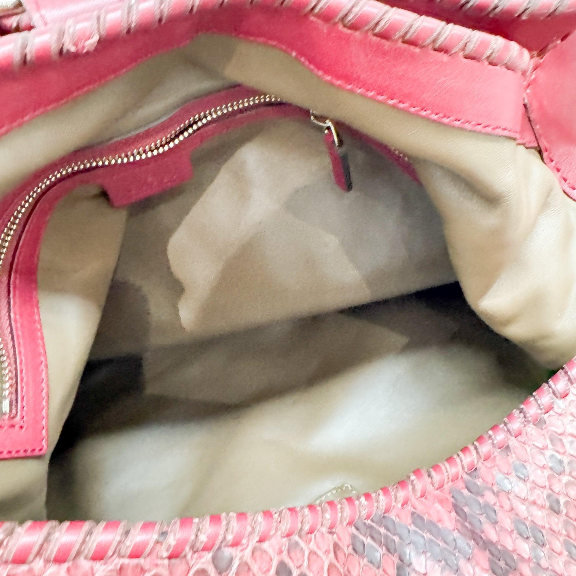 Jackie Red & Black Python Embossed Leather Two Way Tote Bag