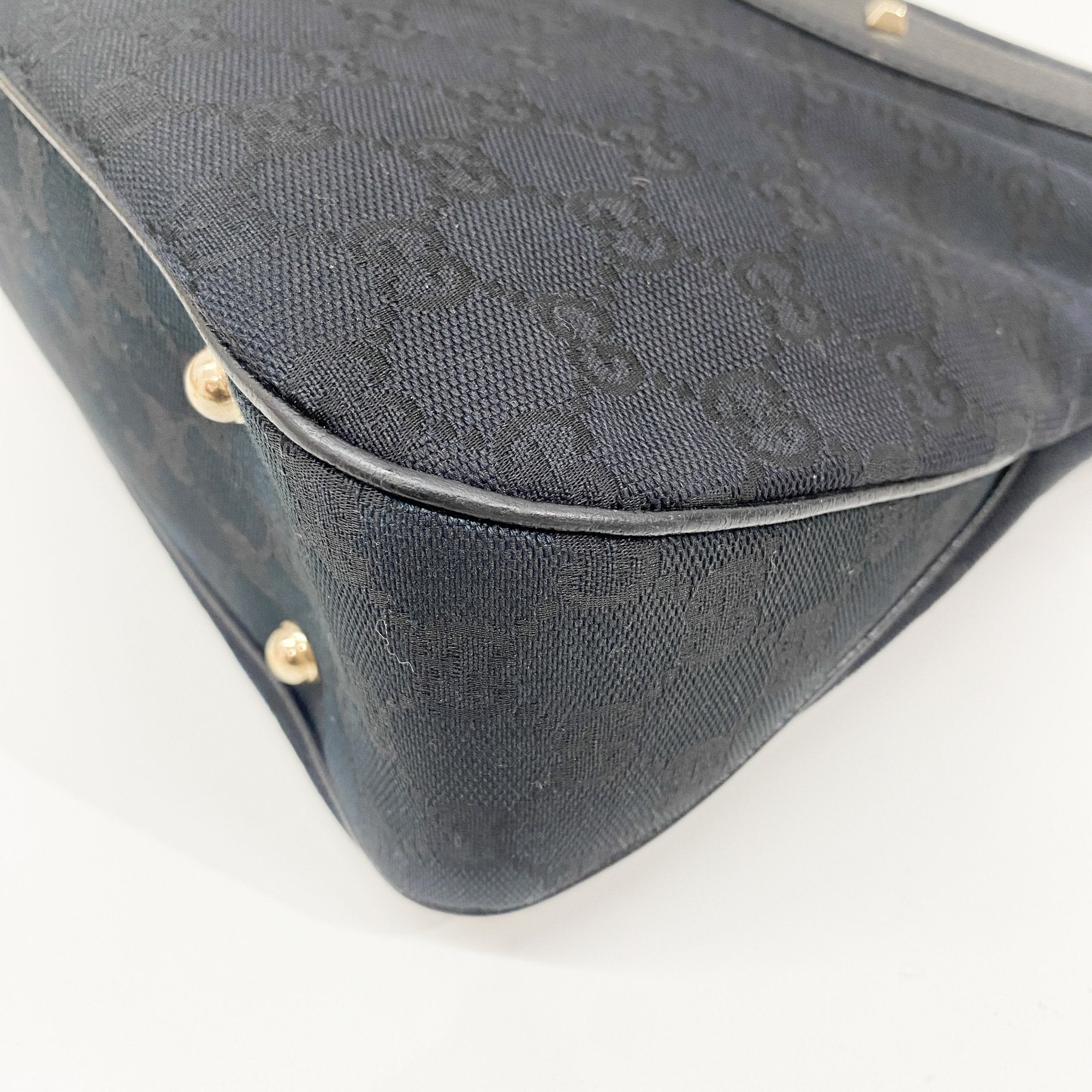 Bamboo Black GG Canvas Shoulder Bag