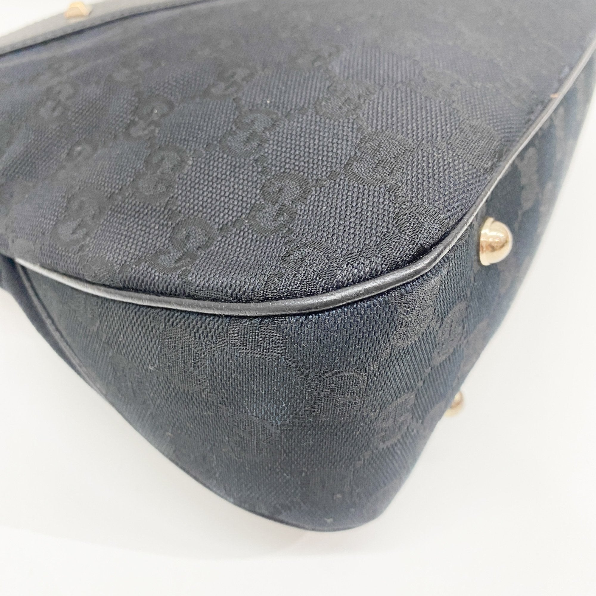 Bamboo Black GG Canvas Shoulder Bag