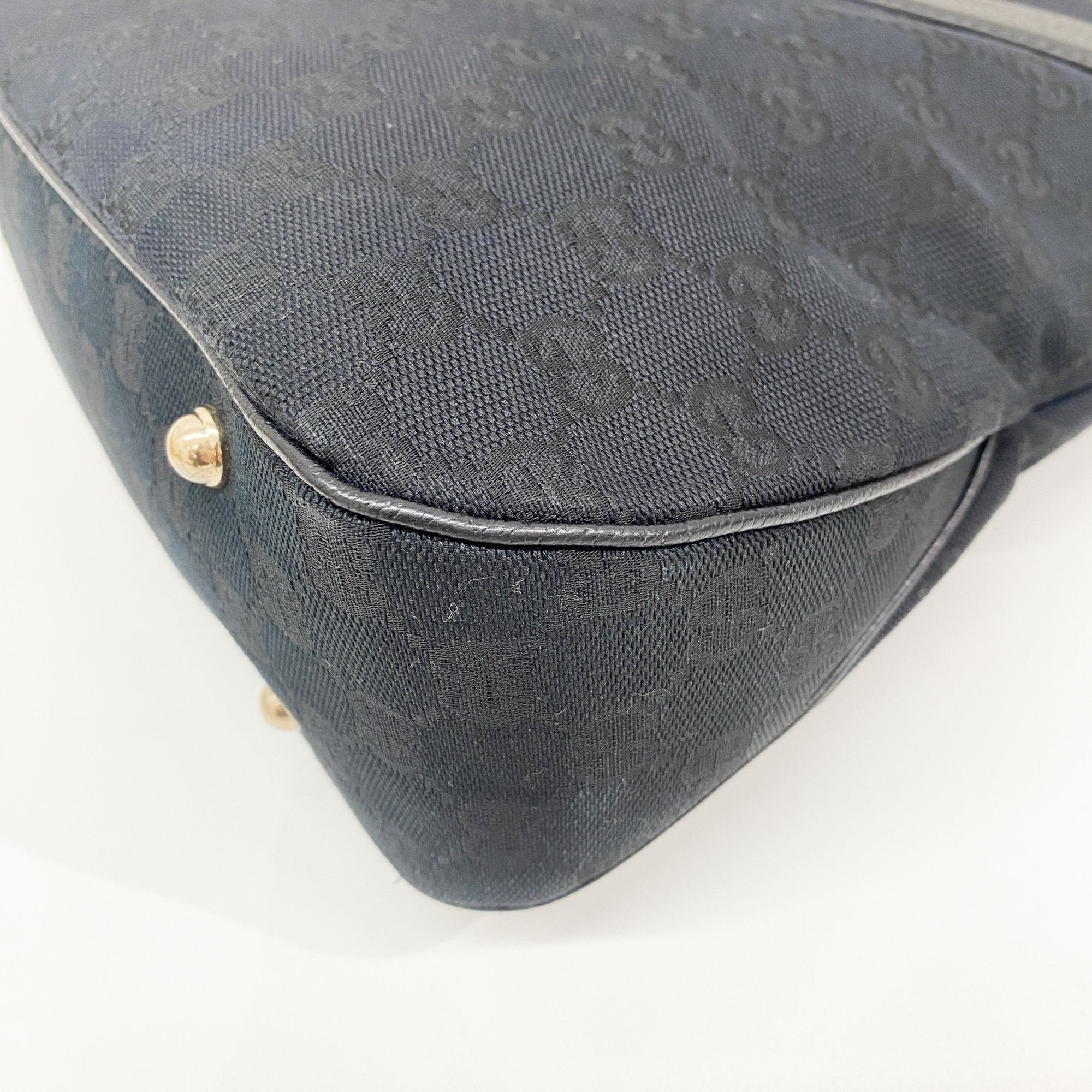 Bamboo Black GG Canvas Shoulder Bag