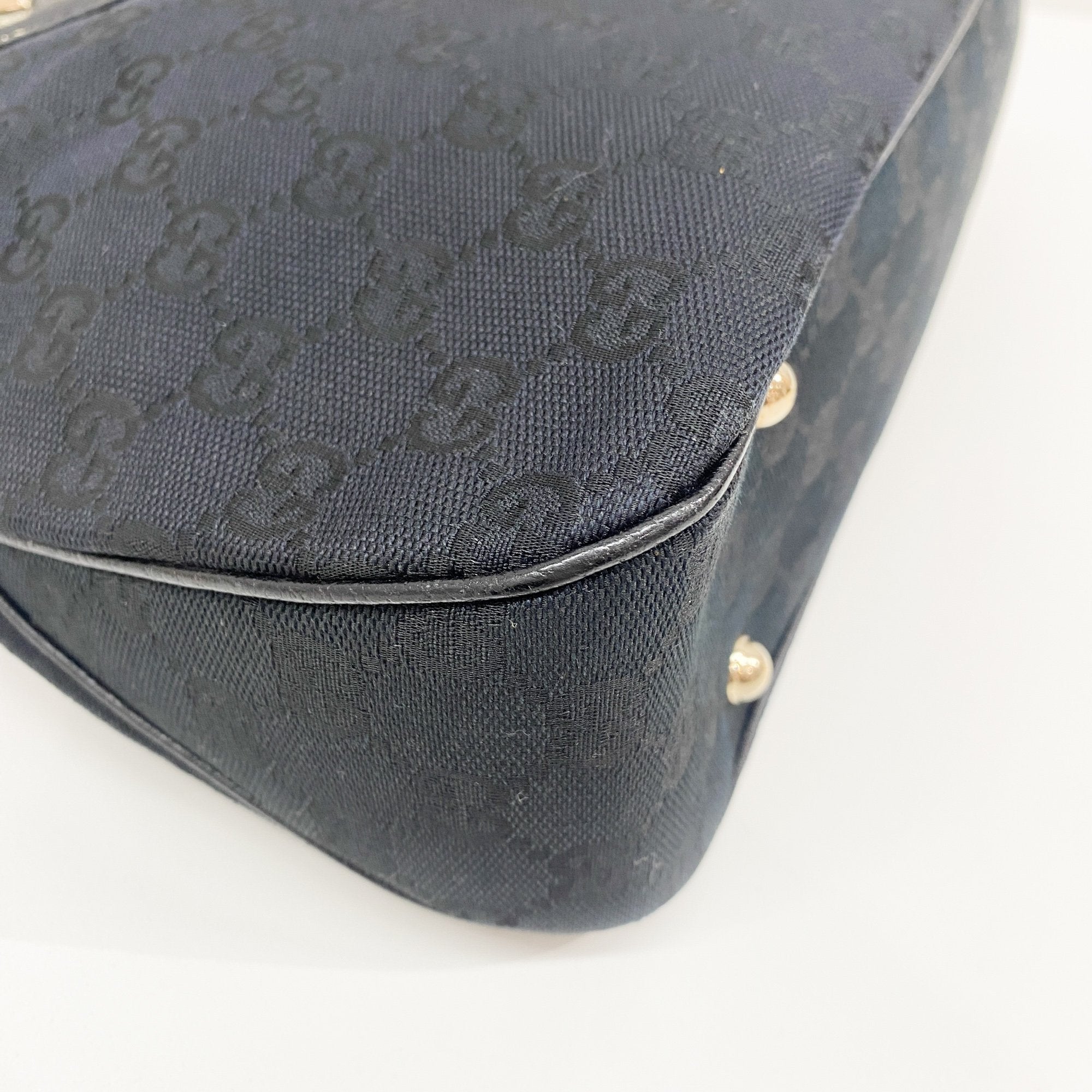 Bamboo Black GG Canvas Shoulder Bag