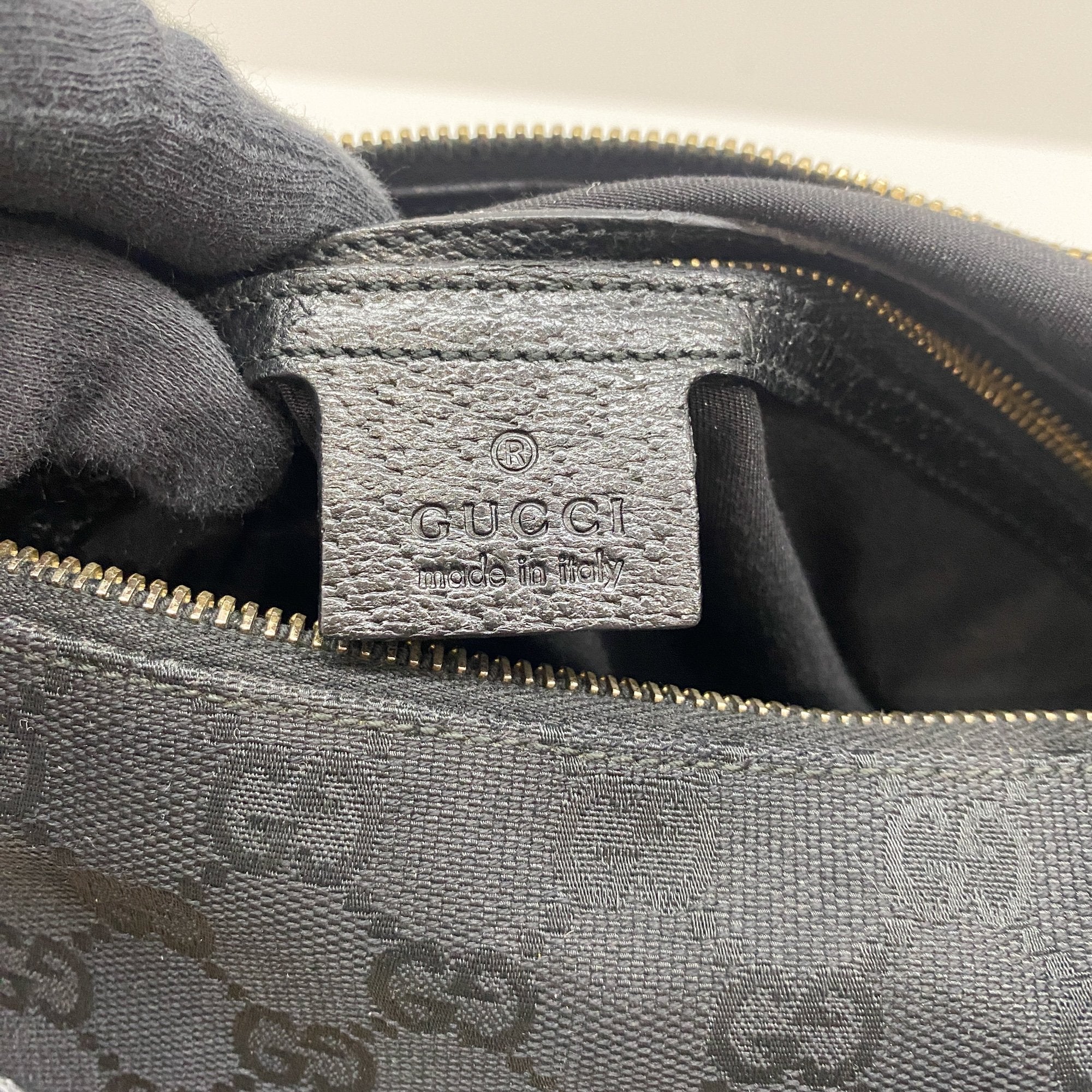 Bamboo Black GG Canvas Shoulder Bag