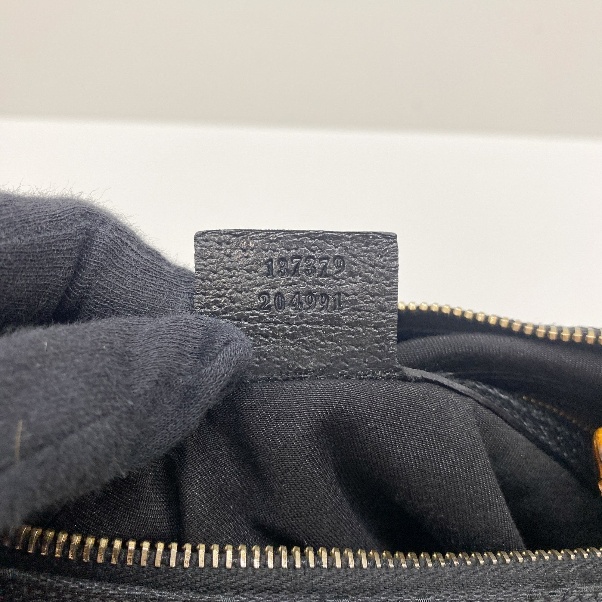 Bamboo Black GG Canvas Shoulder Bag