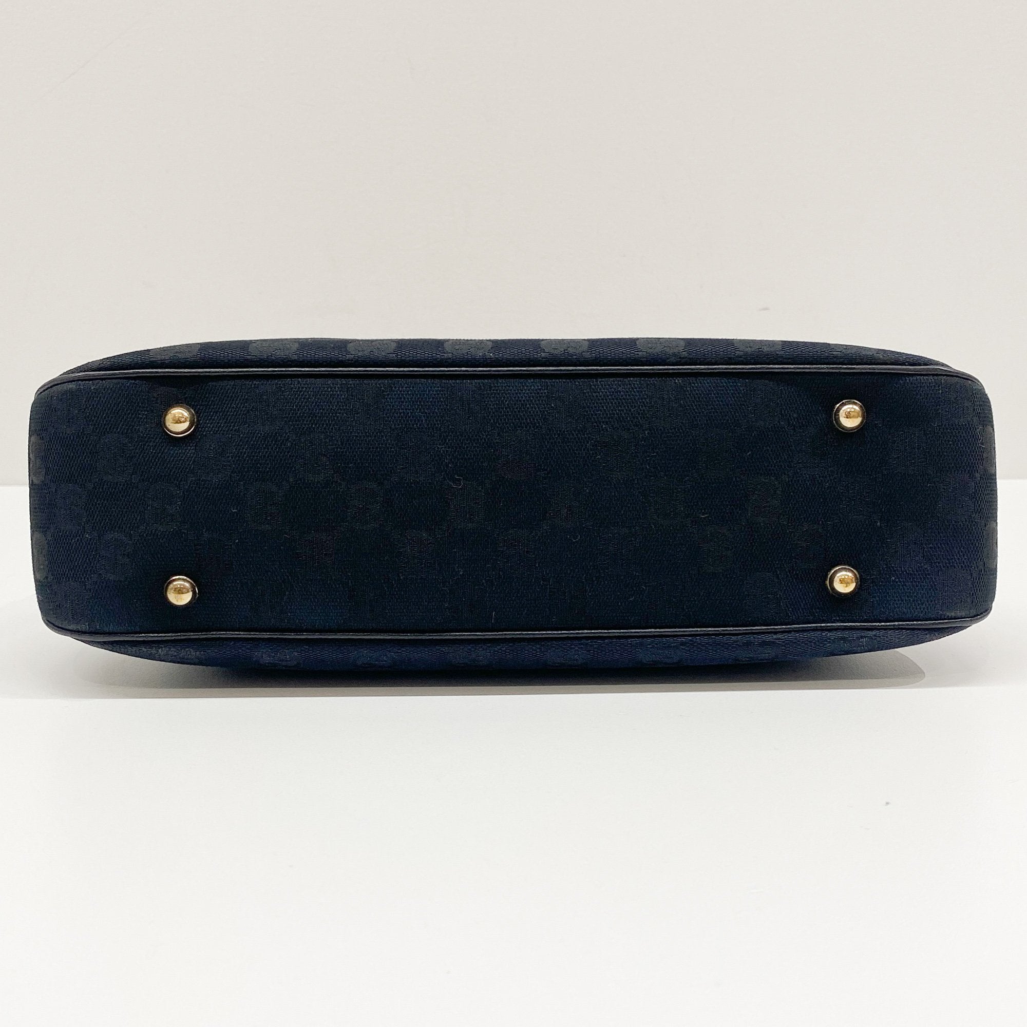 Bamboo Black GG Canvas Shoulder Bag