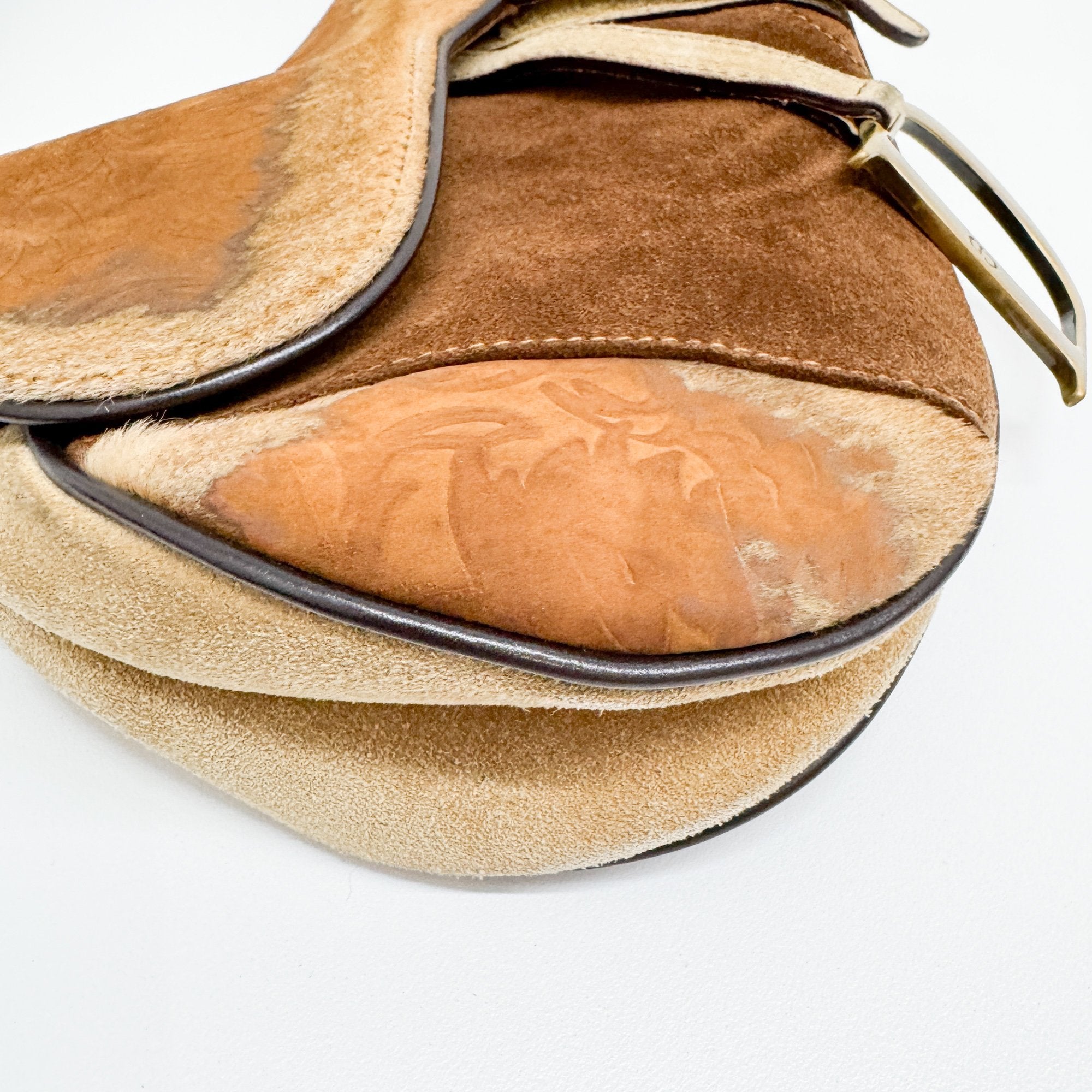 Saddle Brown Leather/Suede/Pony Hair Shoulder Bag