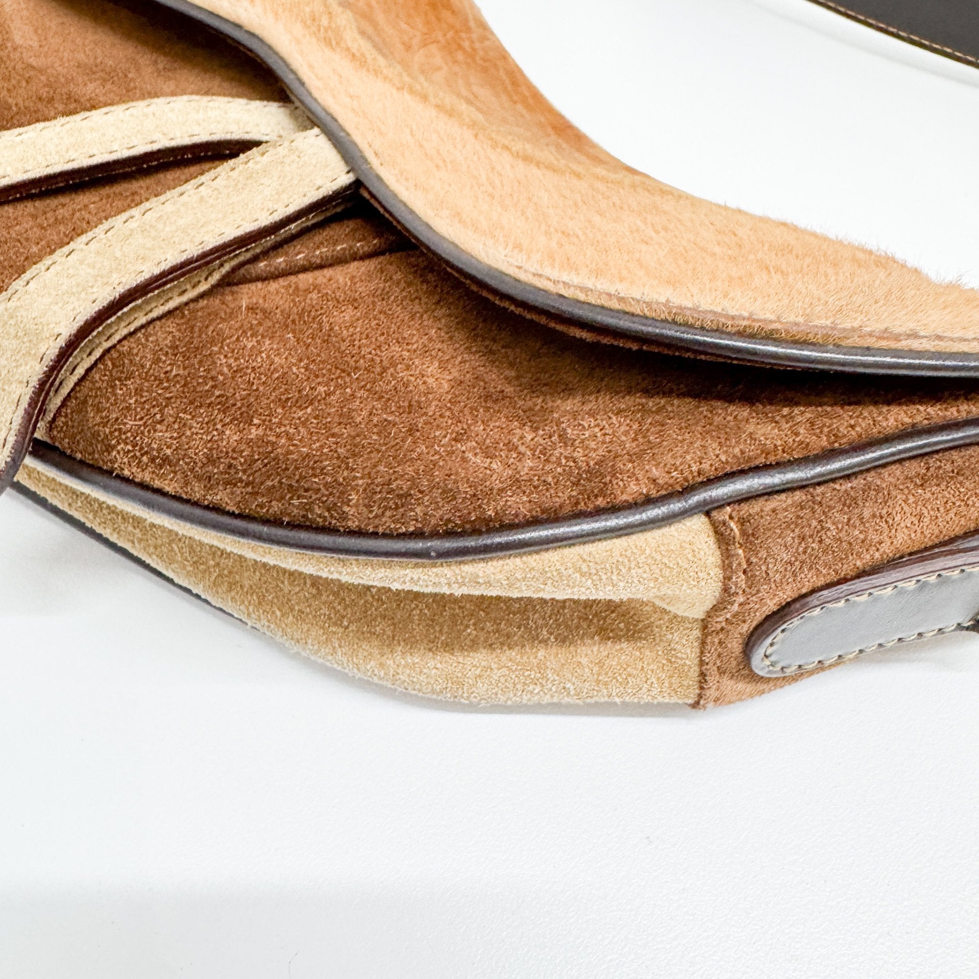 Saddle Brown Leather/Suede/Pony Hair Shoulder Bag