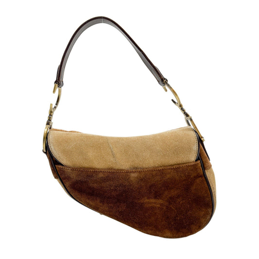 Saddle Brown Leather/Suede/Pony Hair Shoulder Bag