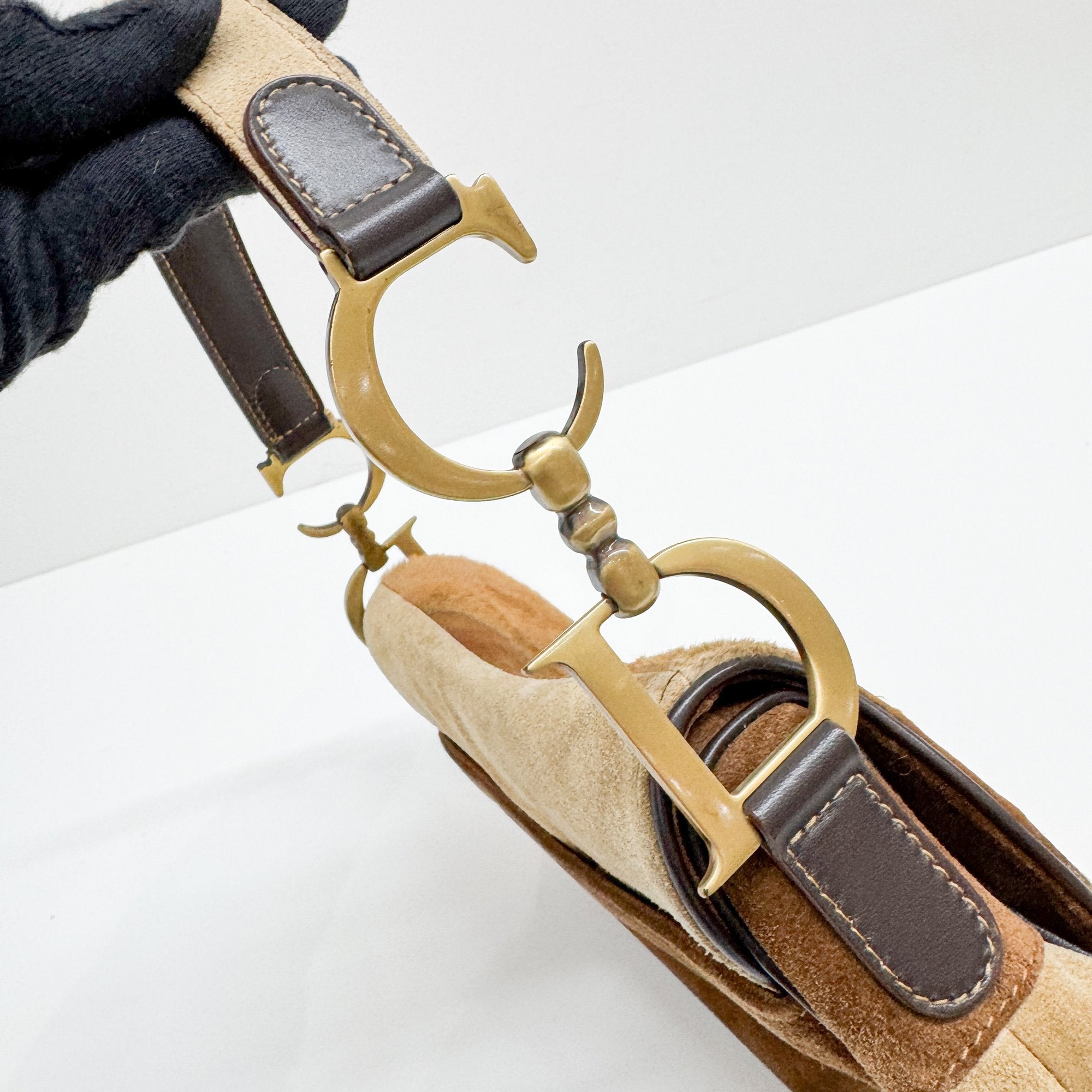 Saddle Brown Leather/Suede/Pony Hair Shoulder Bag