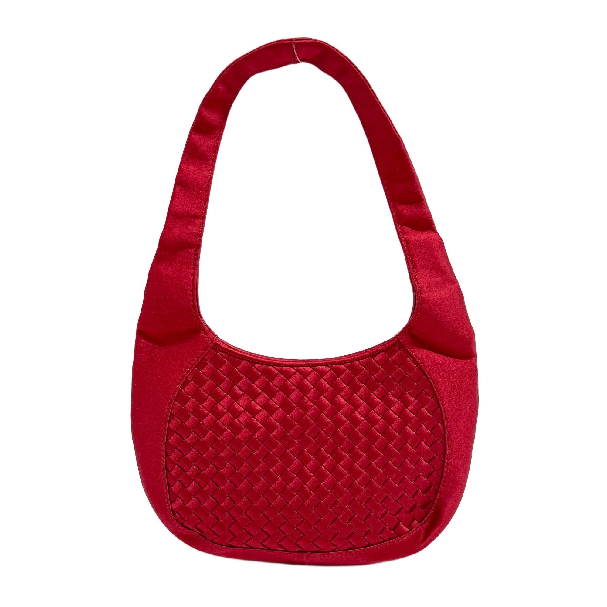 Intrecciato Red Satin Hand Bag