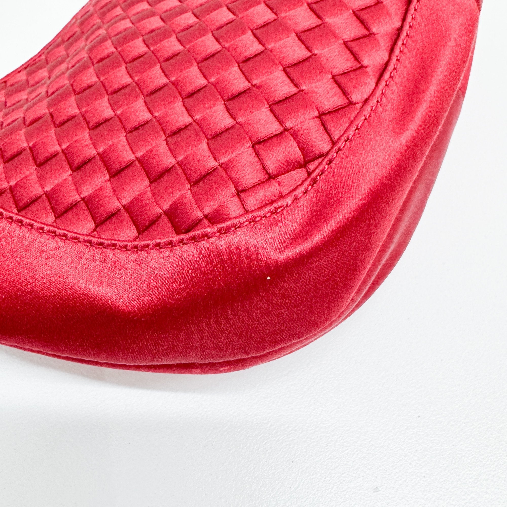 Intrecciato Red Satin Hand Bag