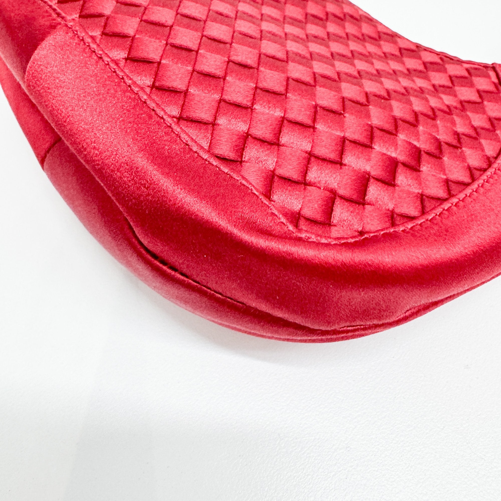 Intrecciato Red Satin Hand Bag