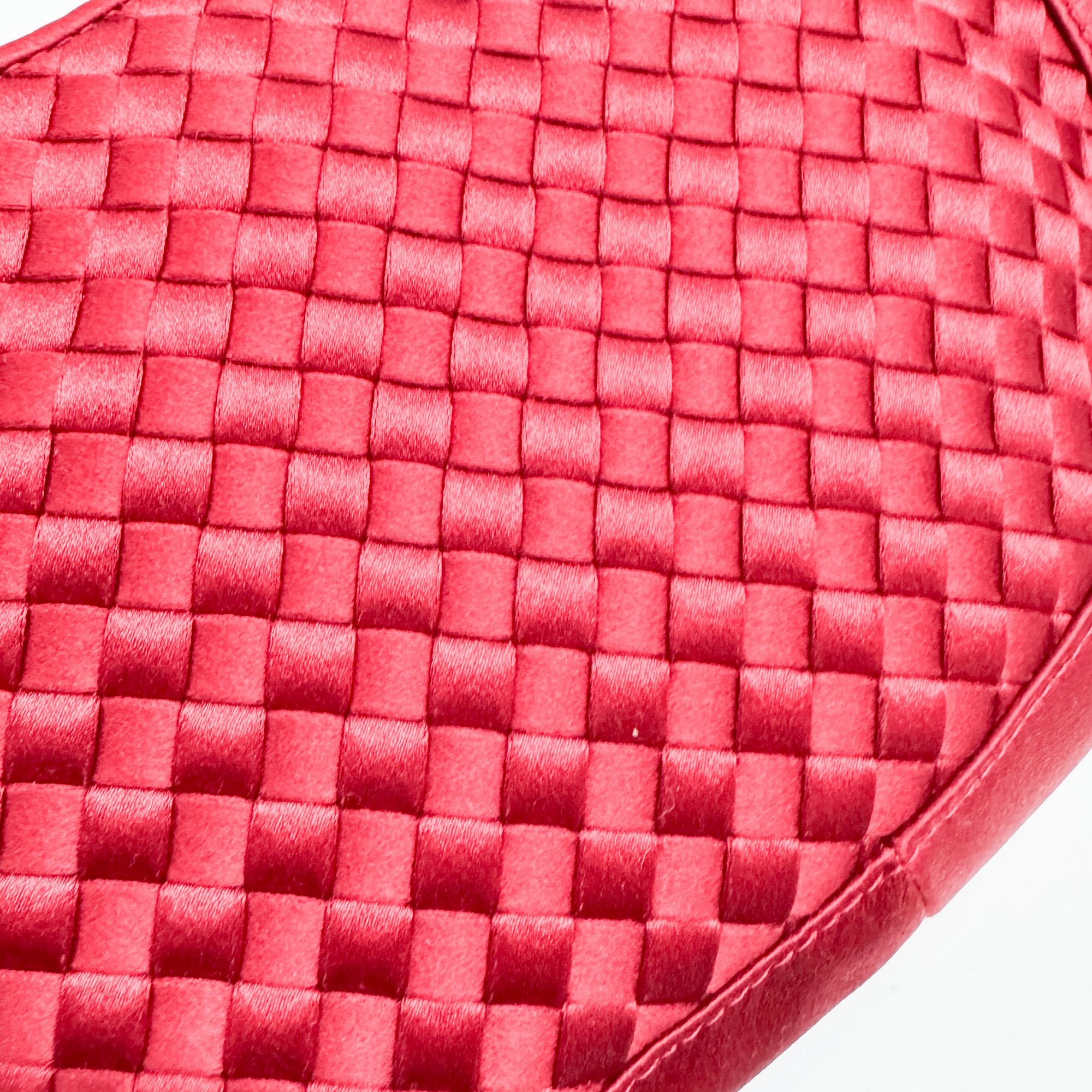 Intrecciato Red Satin Hand Bag