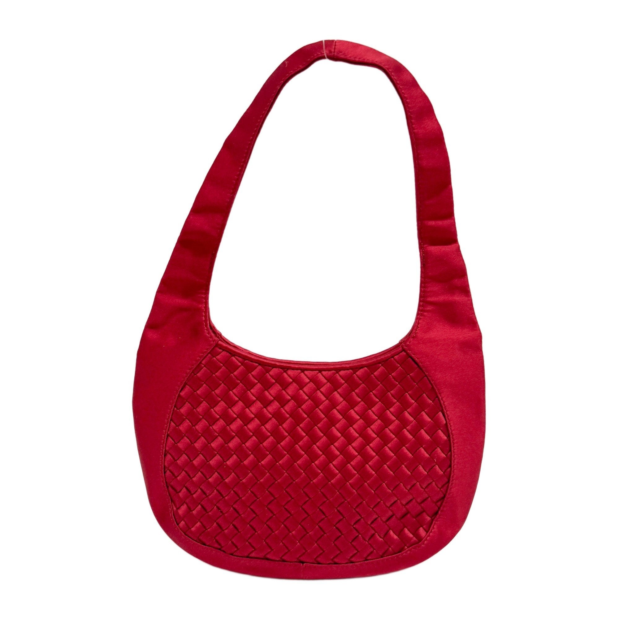 Intrecciato Red Satin Hand Bag