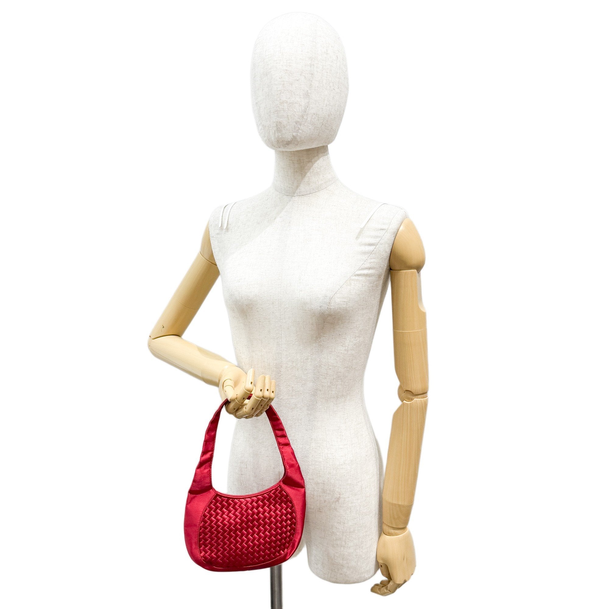 Intrecciato Red Satin Hand Bag