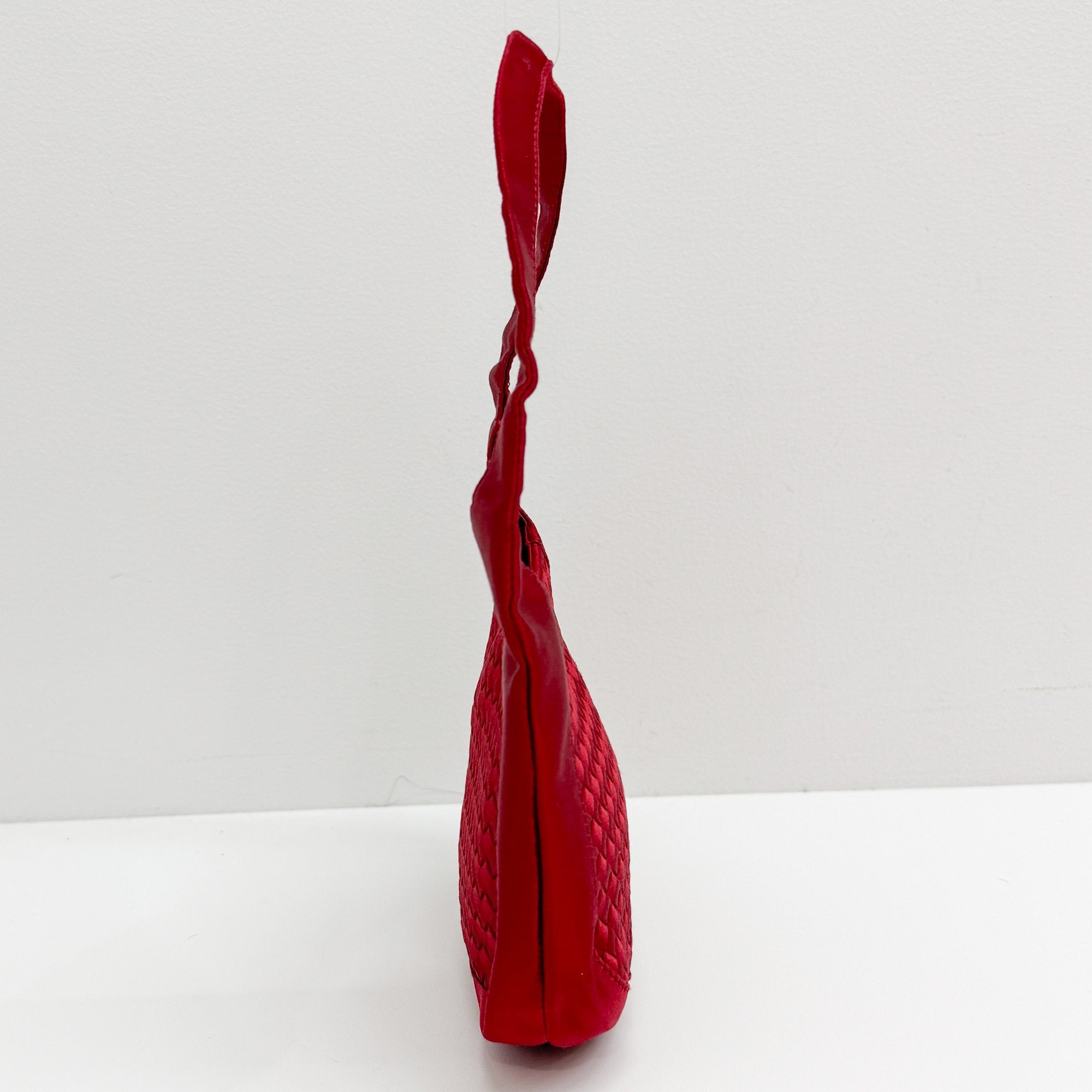 Intrecciato Red Satin Hand Bag