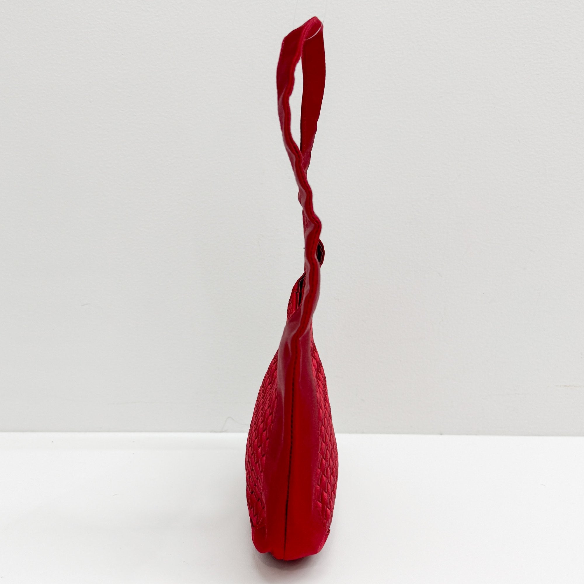 Intrecciato Red Satin Hand Bag