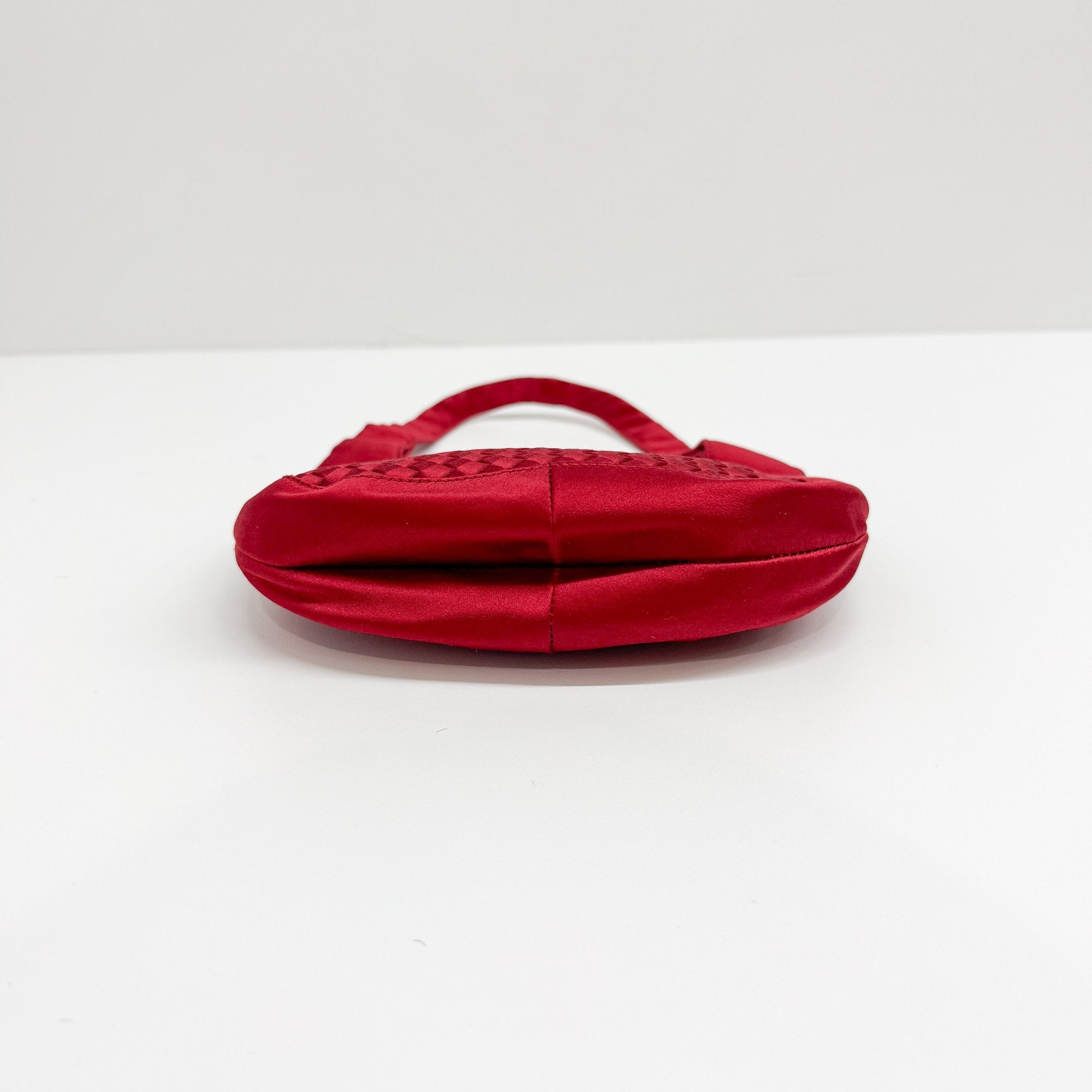 Intrecciato Red Satin Hand Bag