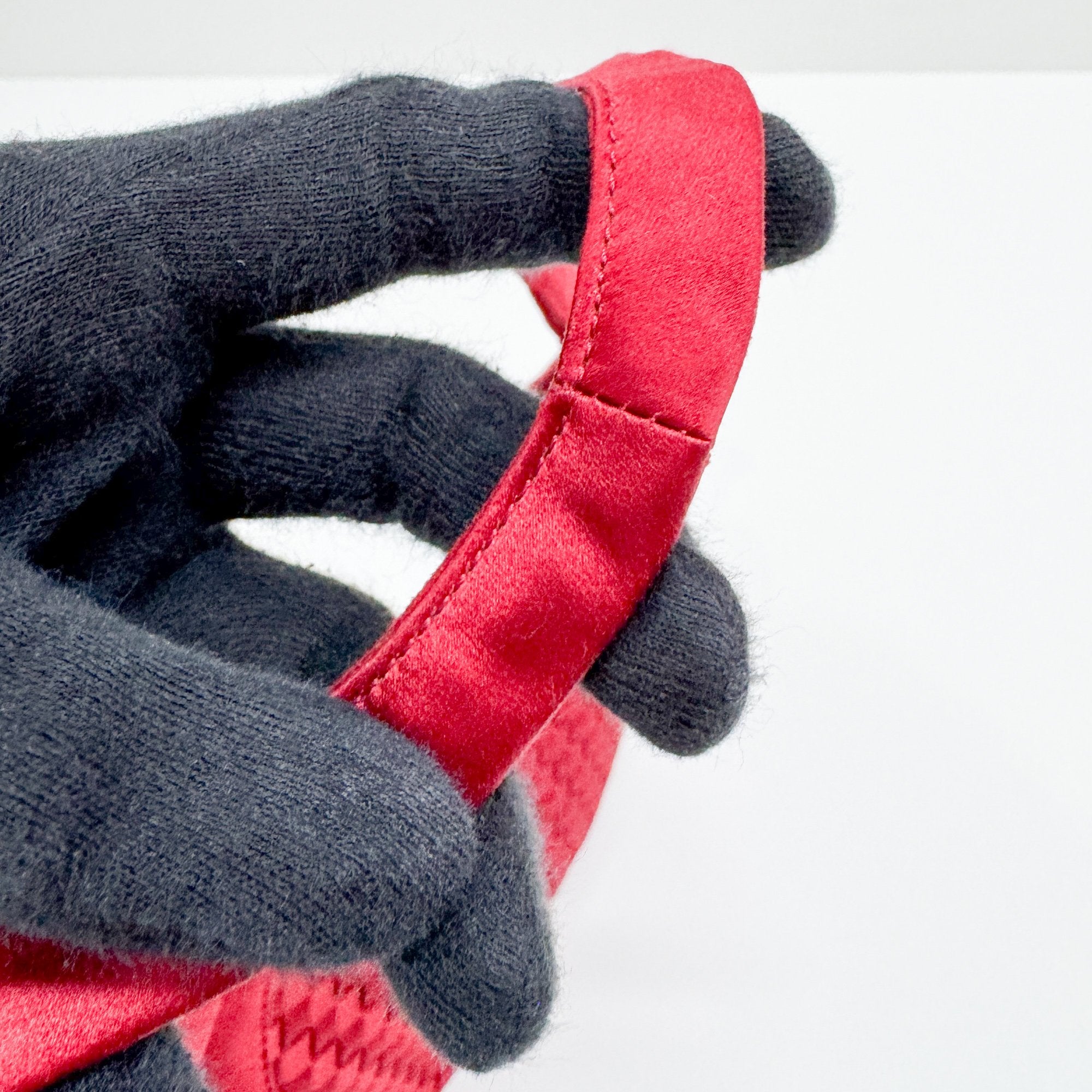 Intrecciato Red Satin Hand Bag