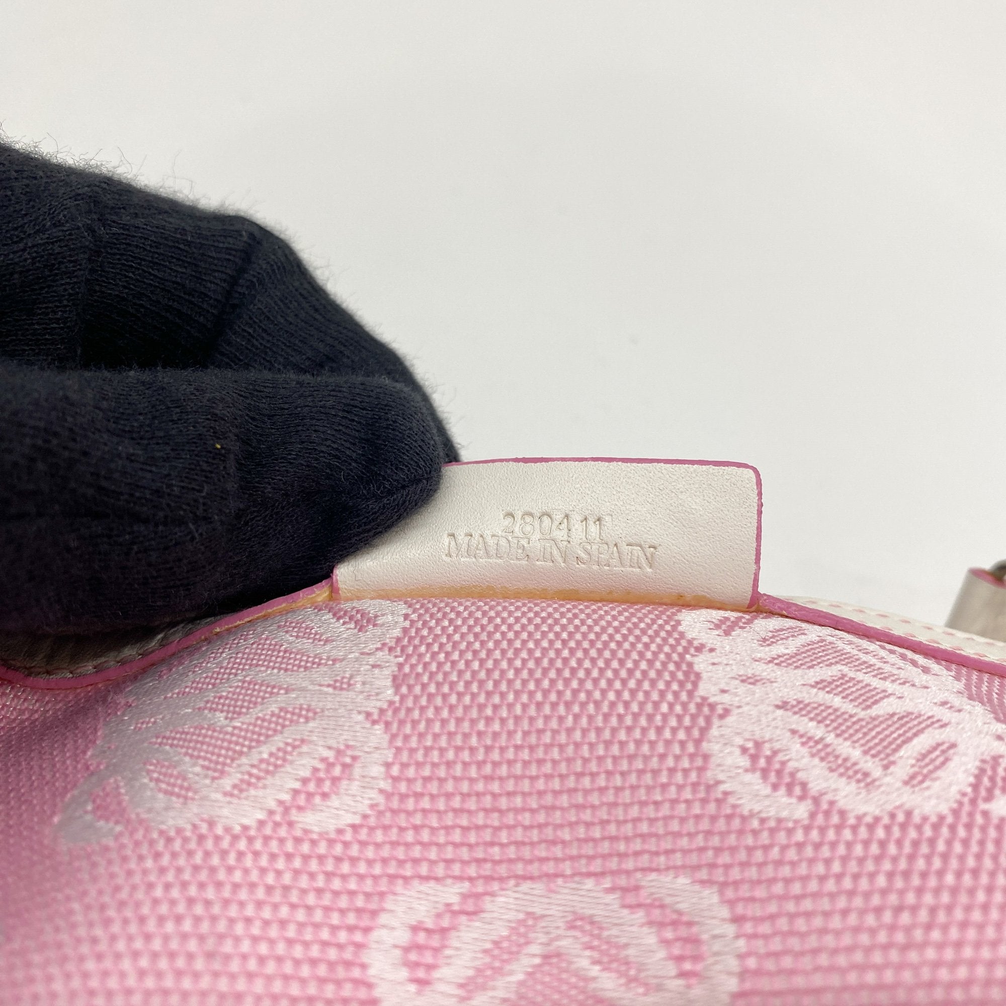 Pink Anagram Canvas Pouch Bag