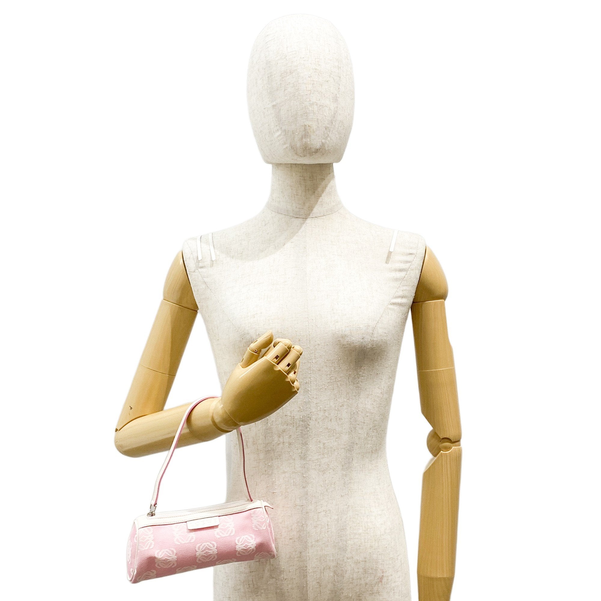 Pink Anagram Canvas Pouch Bag