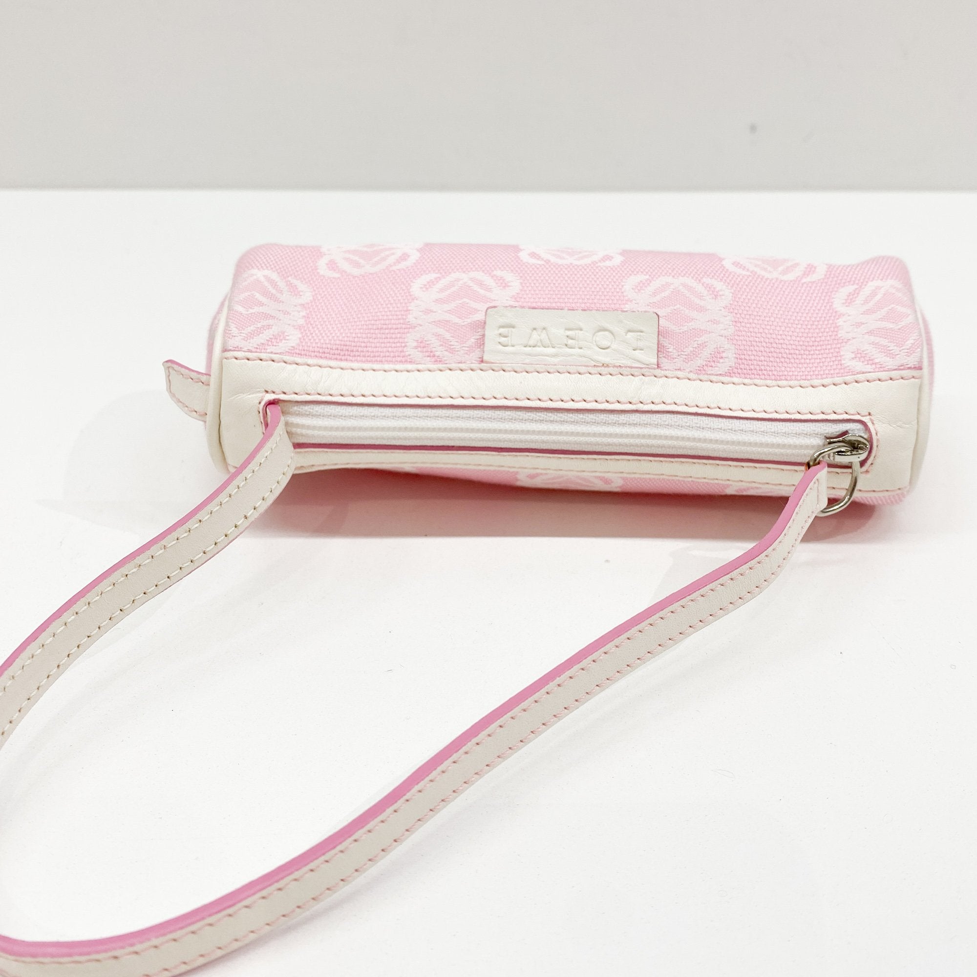 Pink Anagram Canvas Pouch Bag