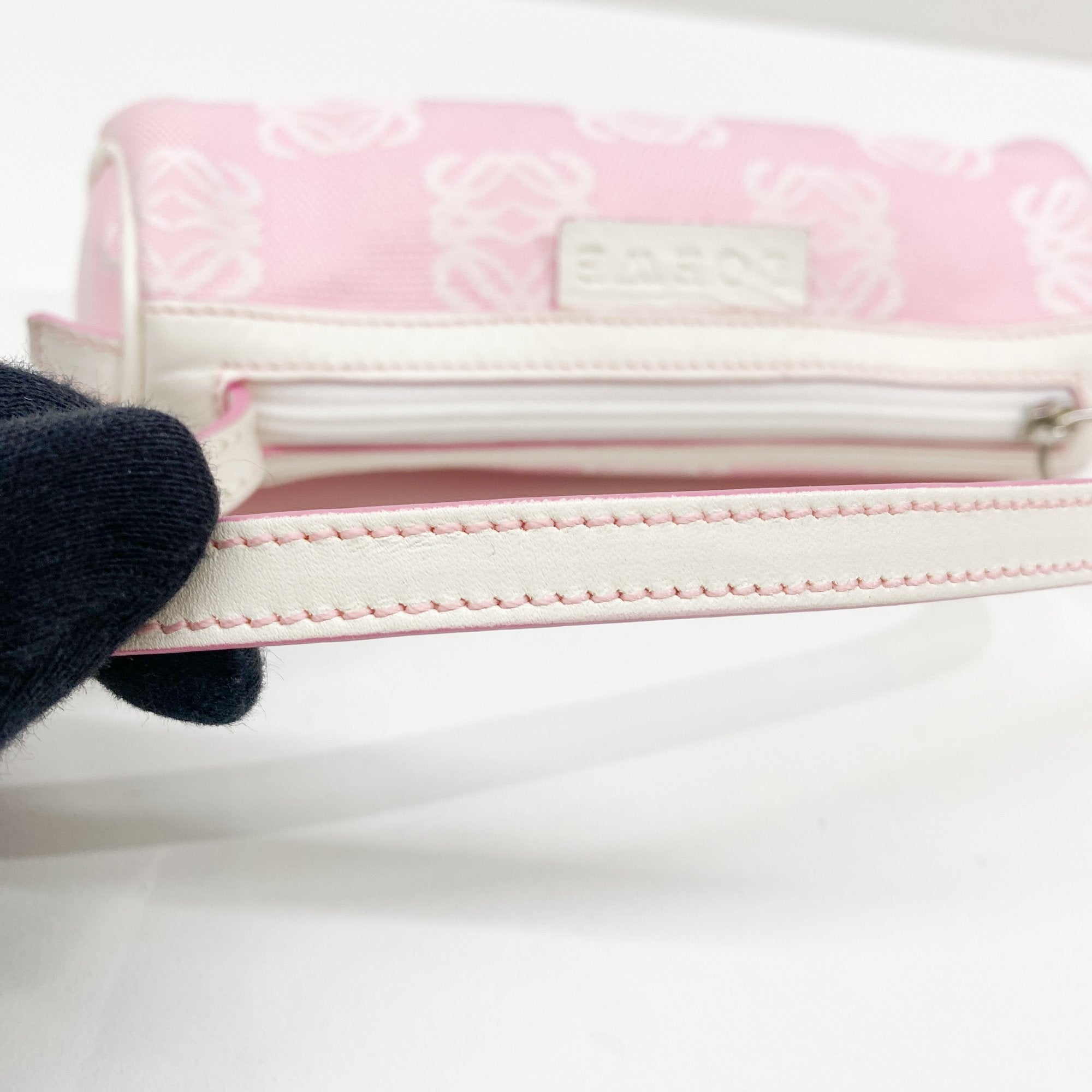 Pink Anagram Canvas Pouch Bag