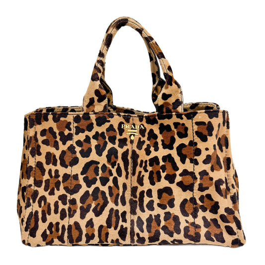 Canapa Brown Leopard Print Pony Hair Hand Bag
