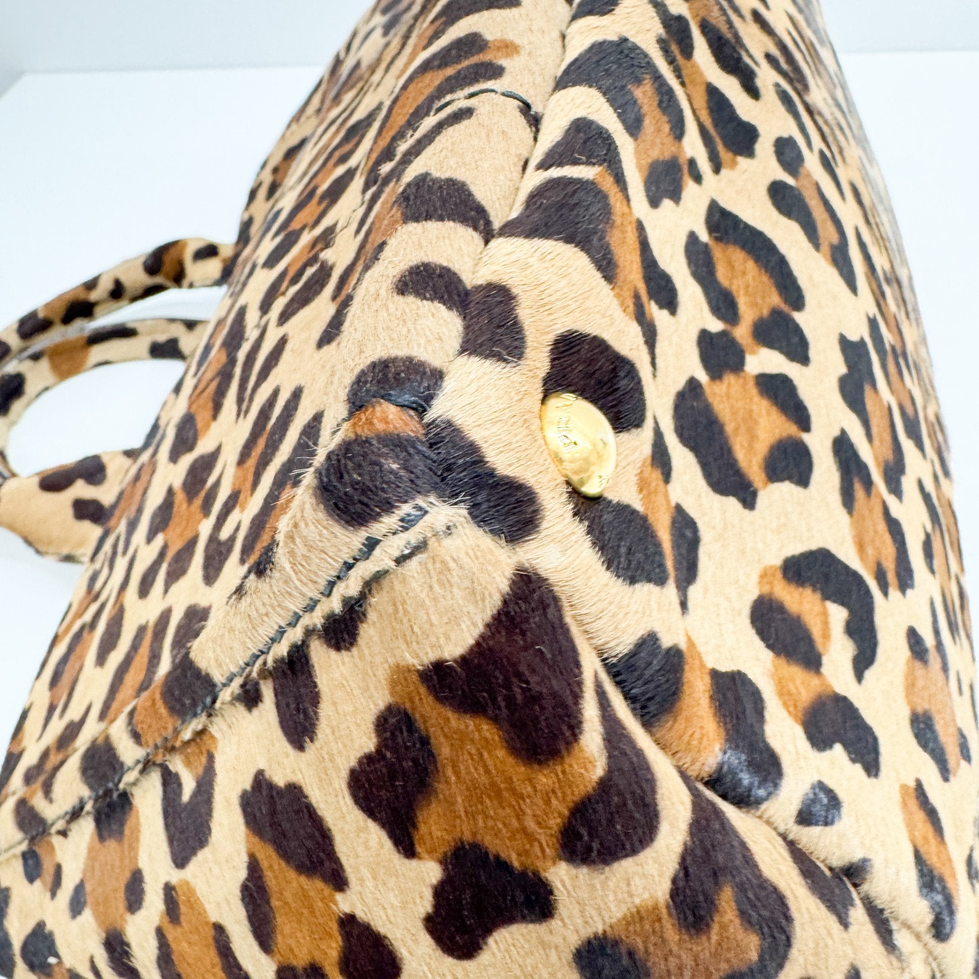 Canapa Brown Leopard Print Pony Hair Hand Bag