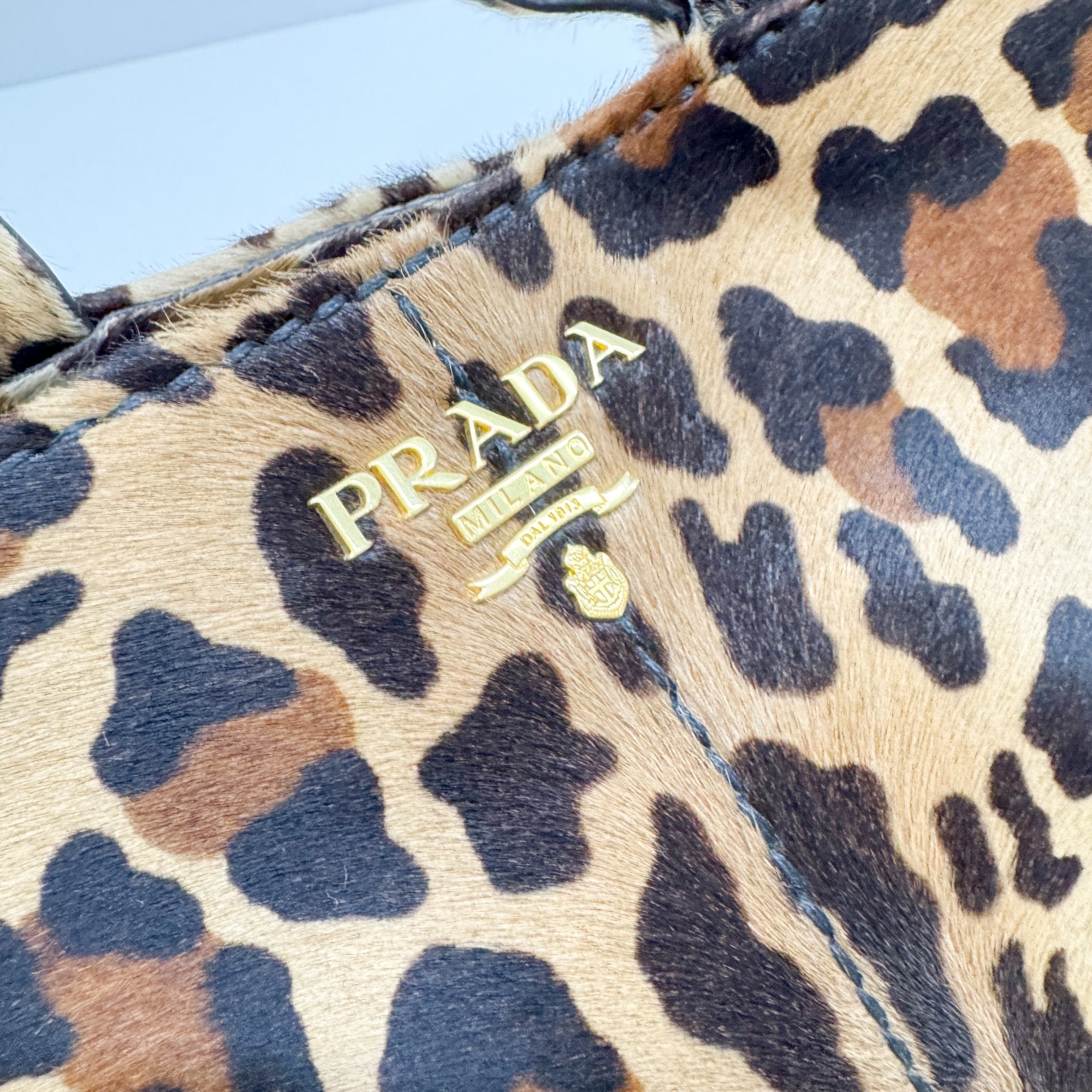 Canapa Brown Leopard Print Pony Hair Hand Bag