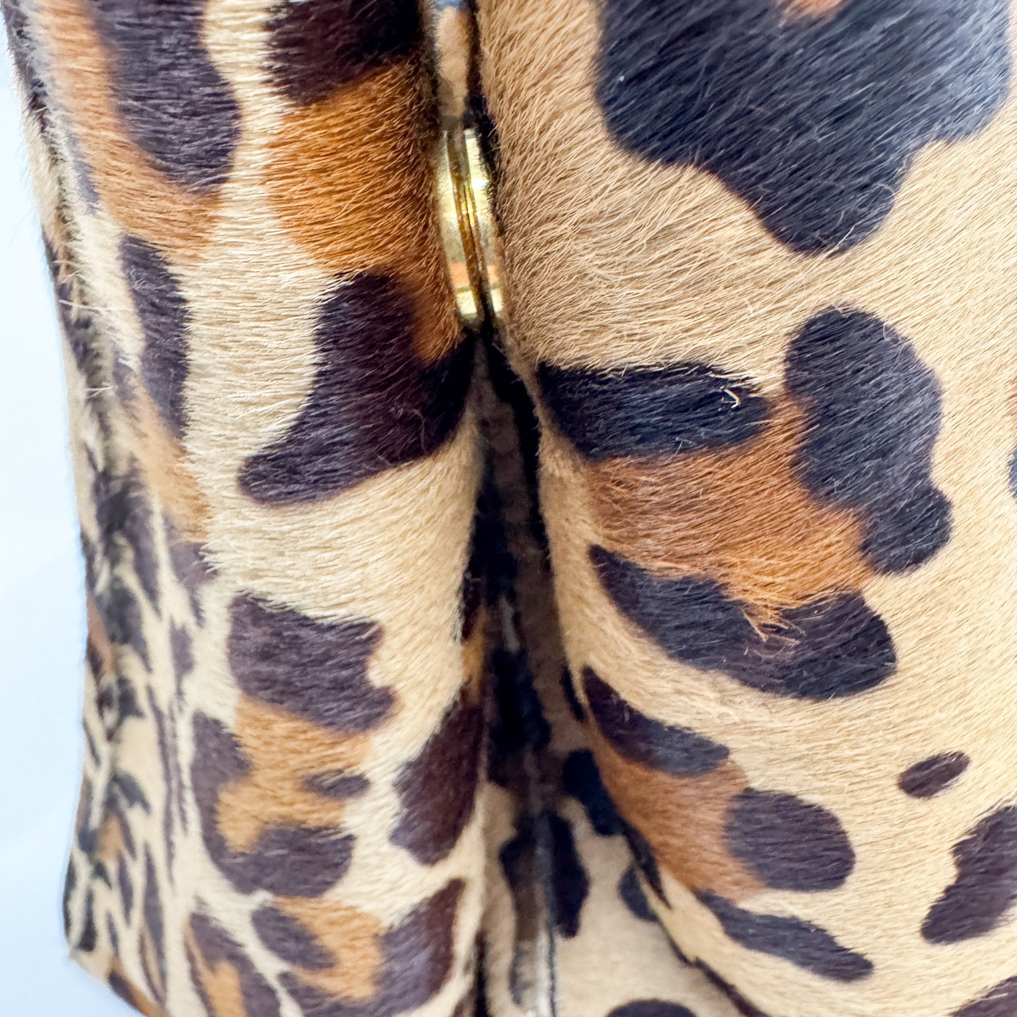 Canapa Brown Leopard Print Pony Hair Hand Bag