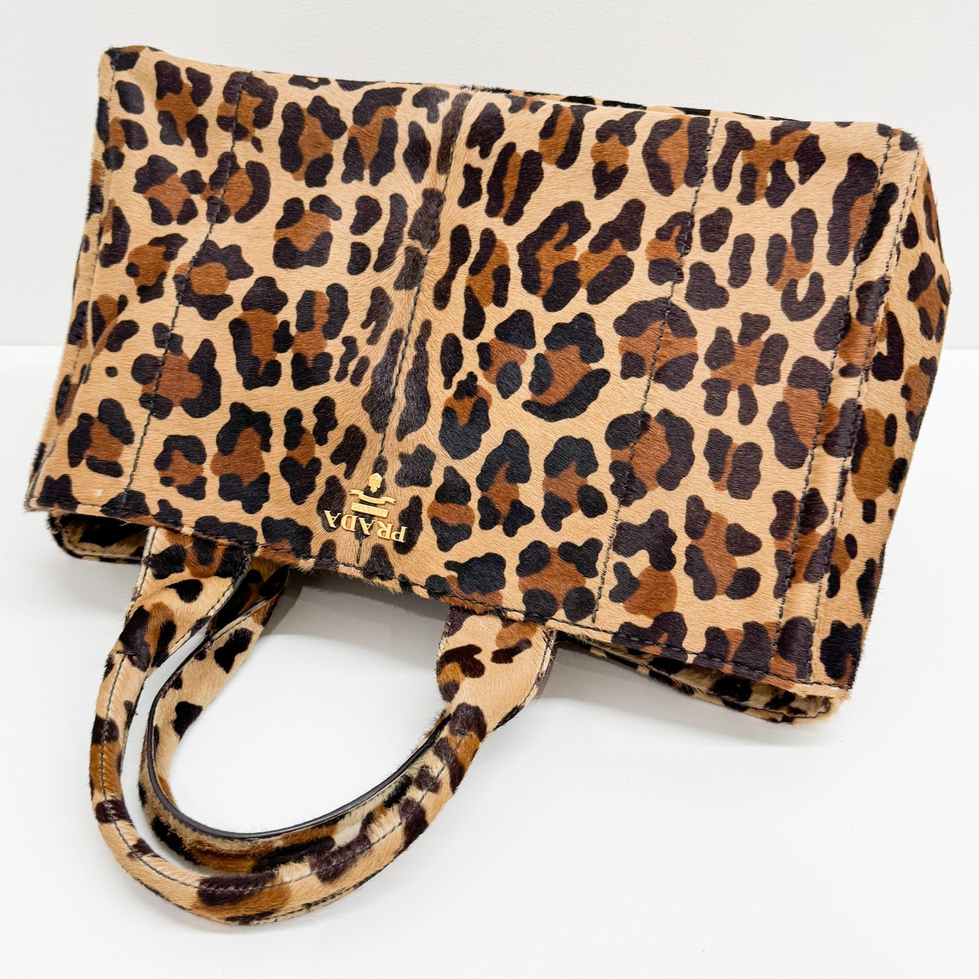 Canapa Brown Leopard Print Pony Hair Hand Bag