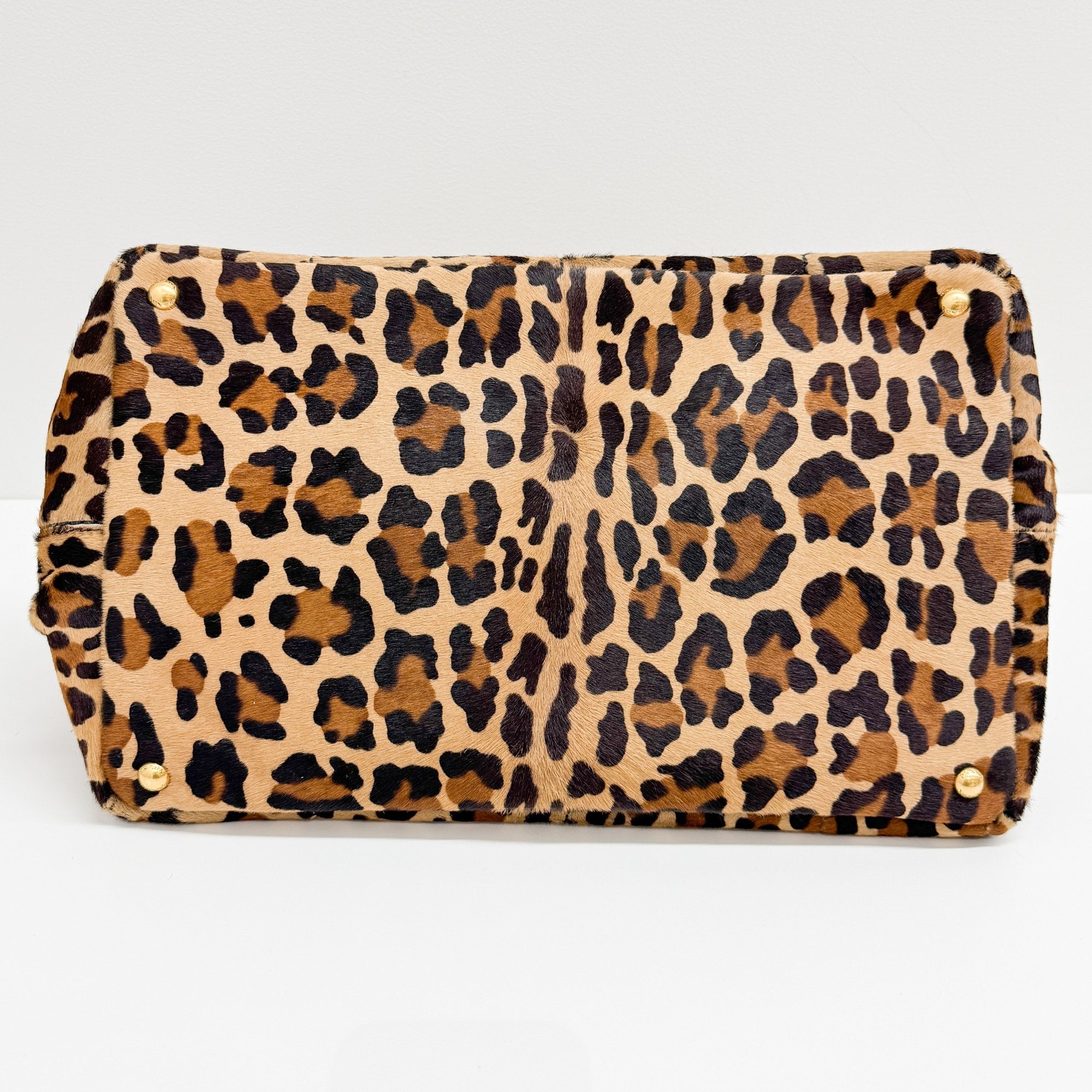 Canapa Brown Leopard Print Pony Hair Hand Bag