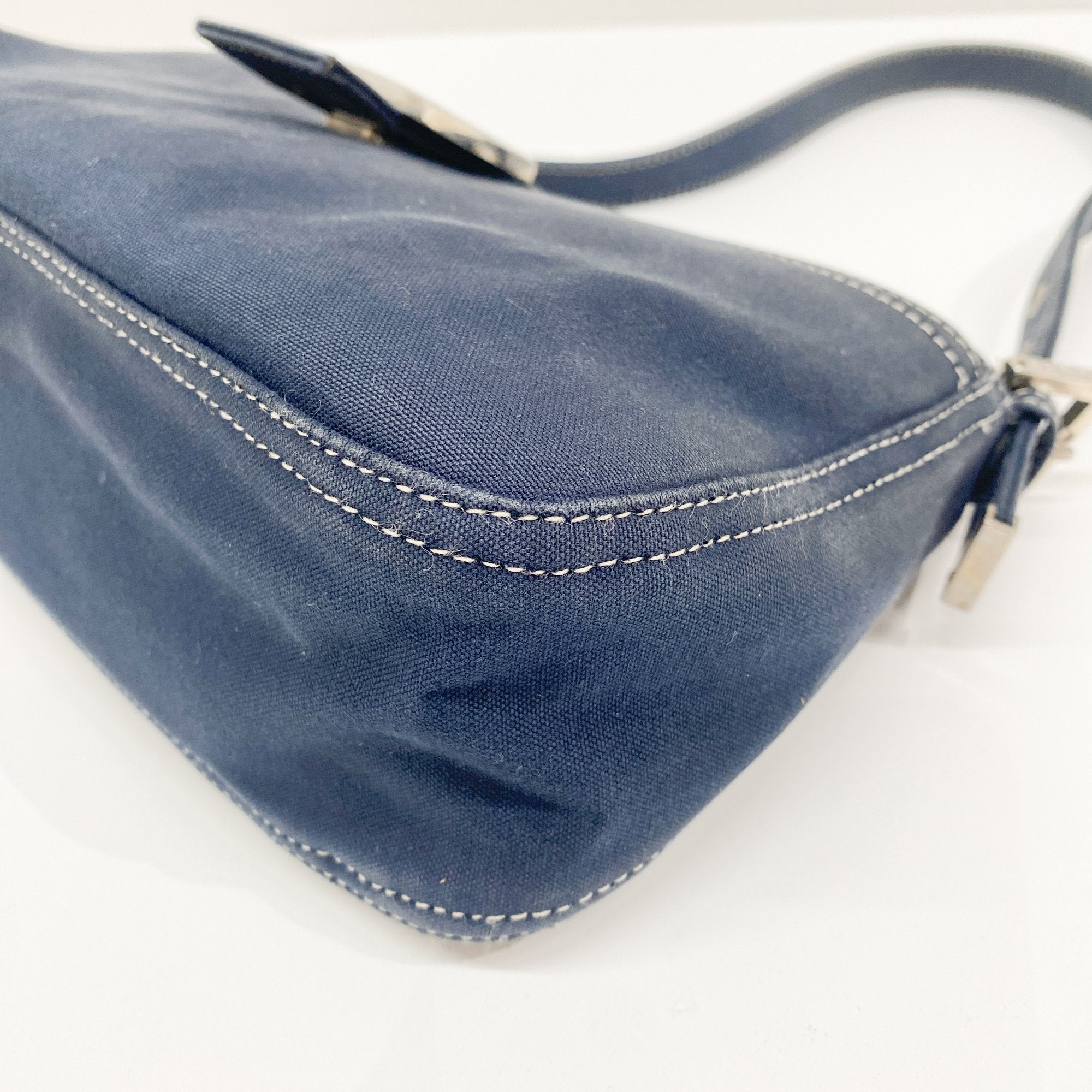 Navy Blue Cotton Shoulder Bag