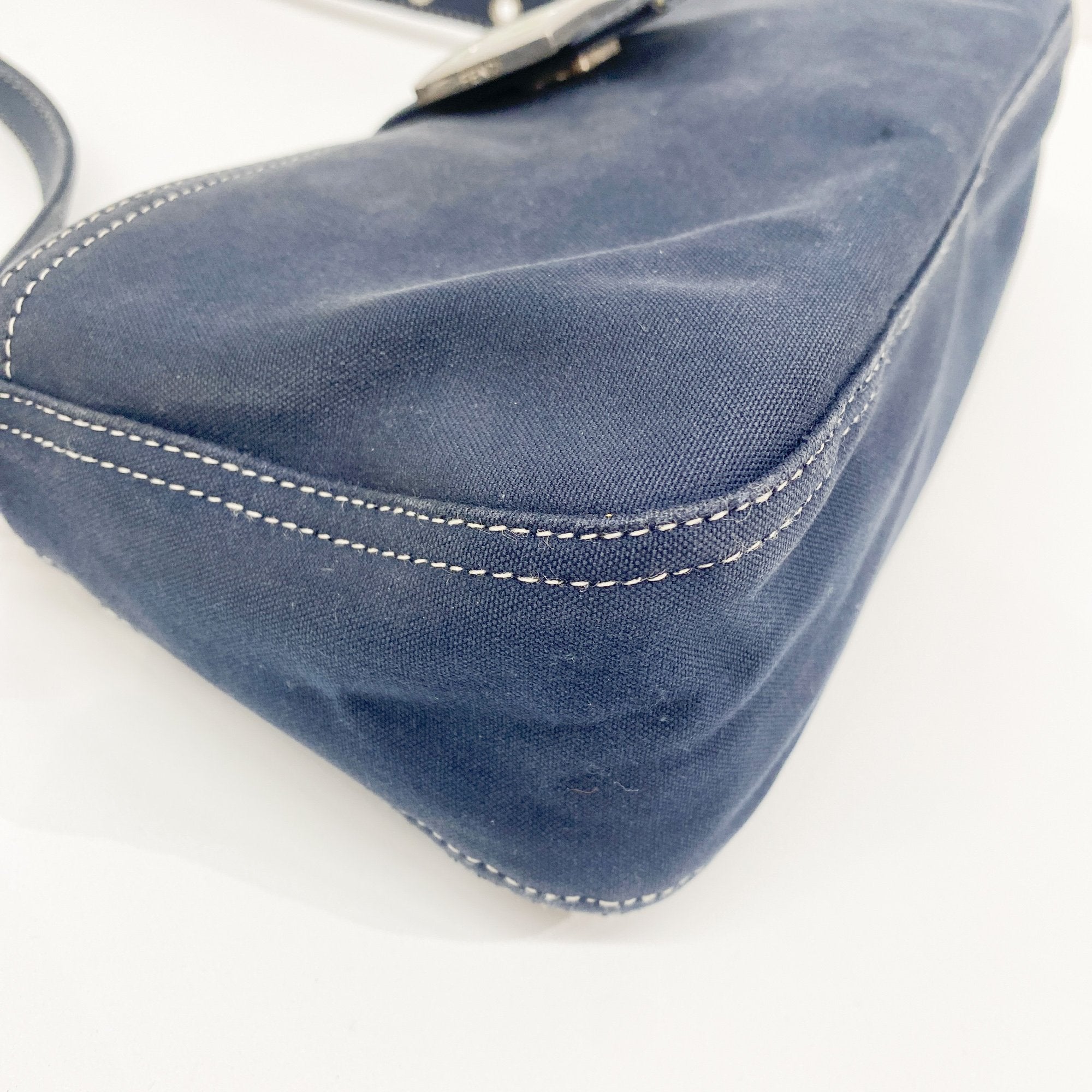 Navy Blue Cotton Shoulder Bag