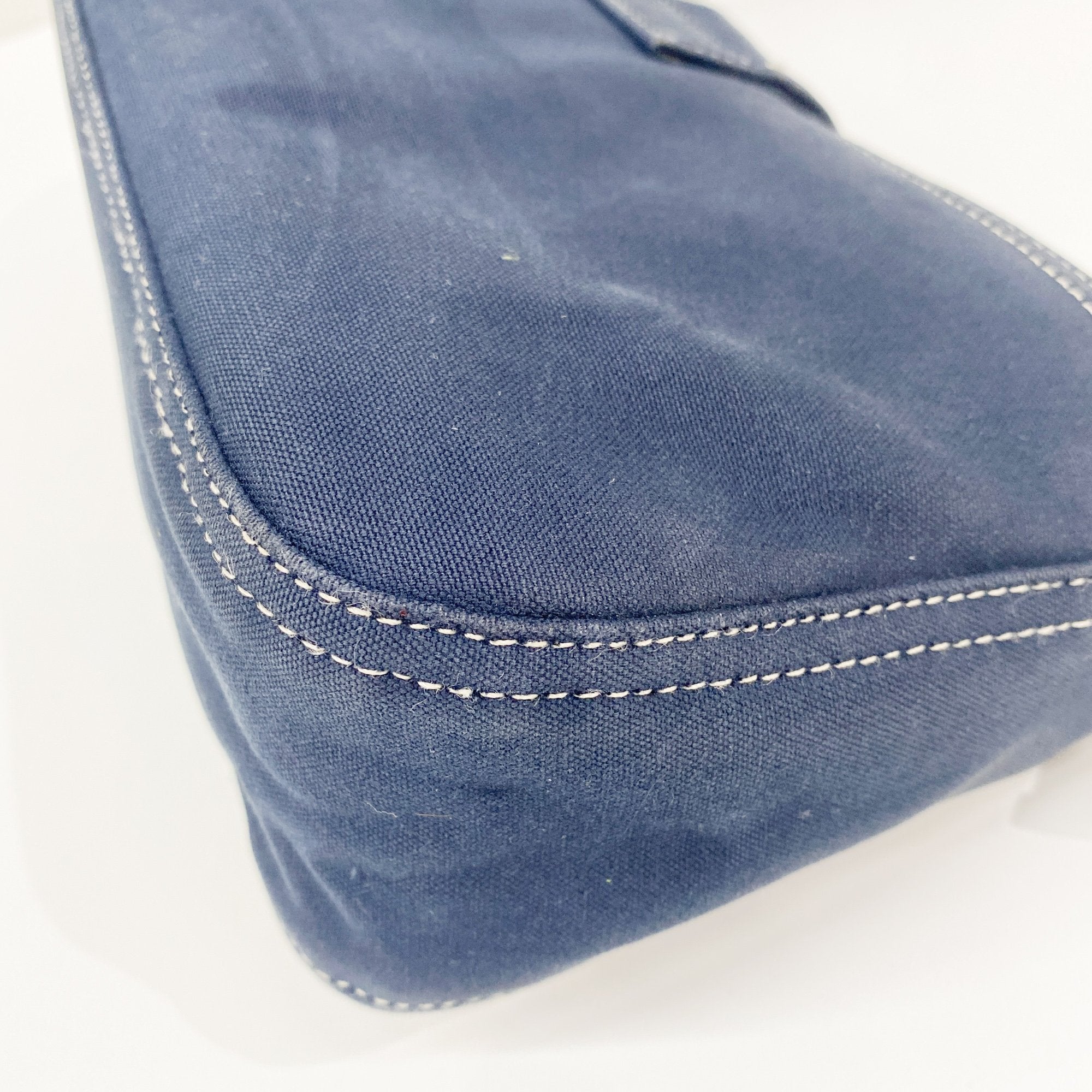 Navy Blue Cotton Shoulder Bag