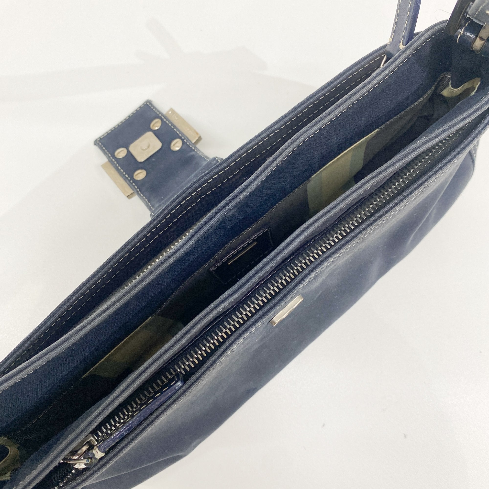 Navy Blue Cotton Shoulder Bag
