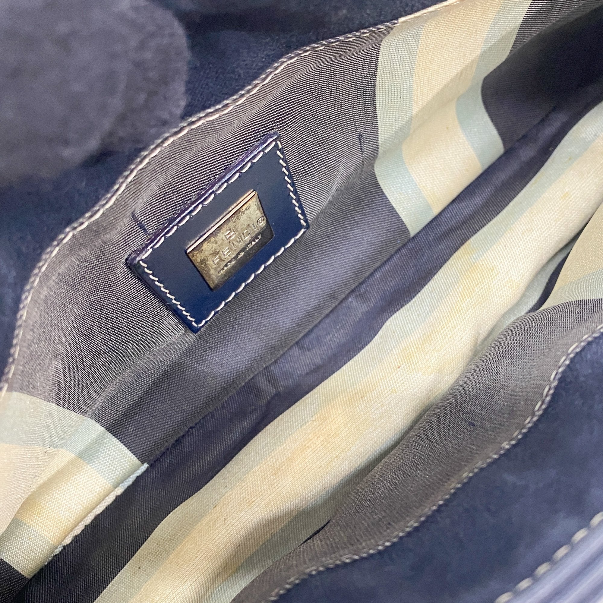 Navy Blue Cotton Shoulder Bag